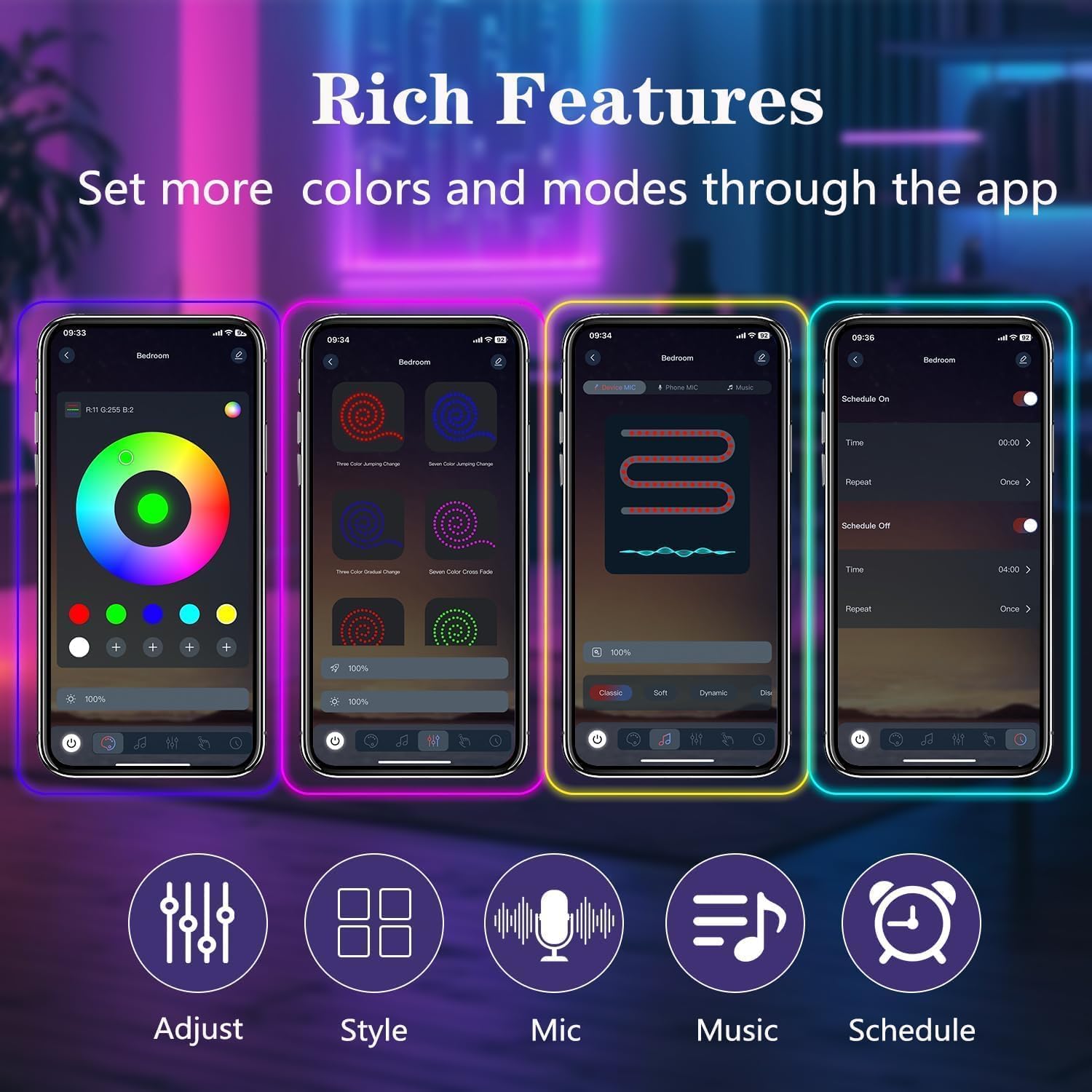 5M Neon Rope Lights,Flexible Led Rope Light Control with App... - Image 6