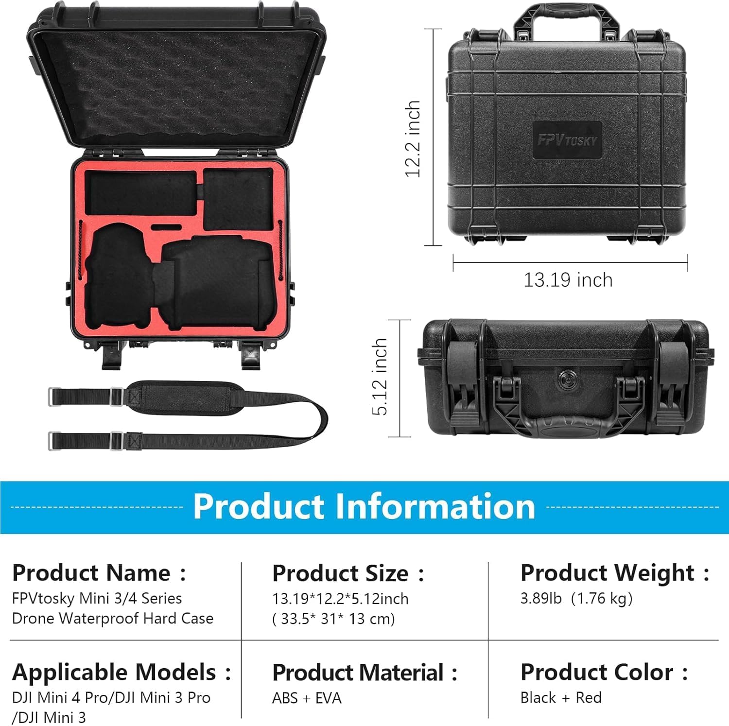 FPVtosky Case for DJI Mini 4 Pro/Mini 3, Double-Layered, Wat... - Image 6