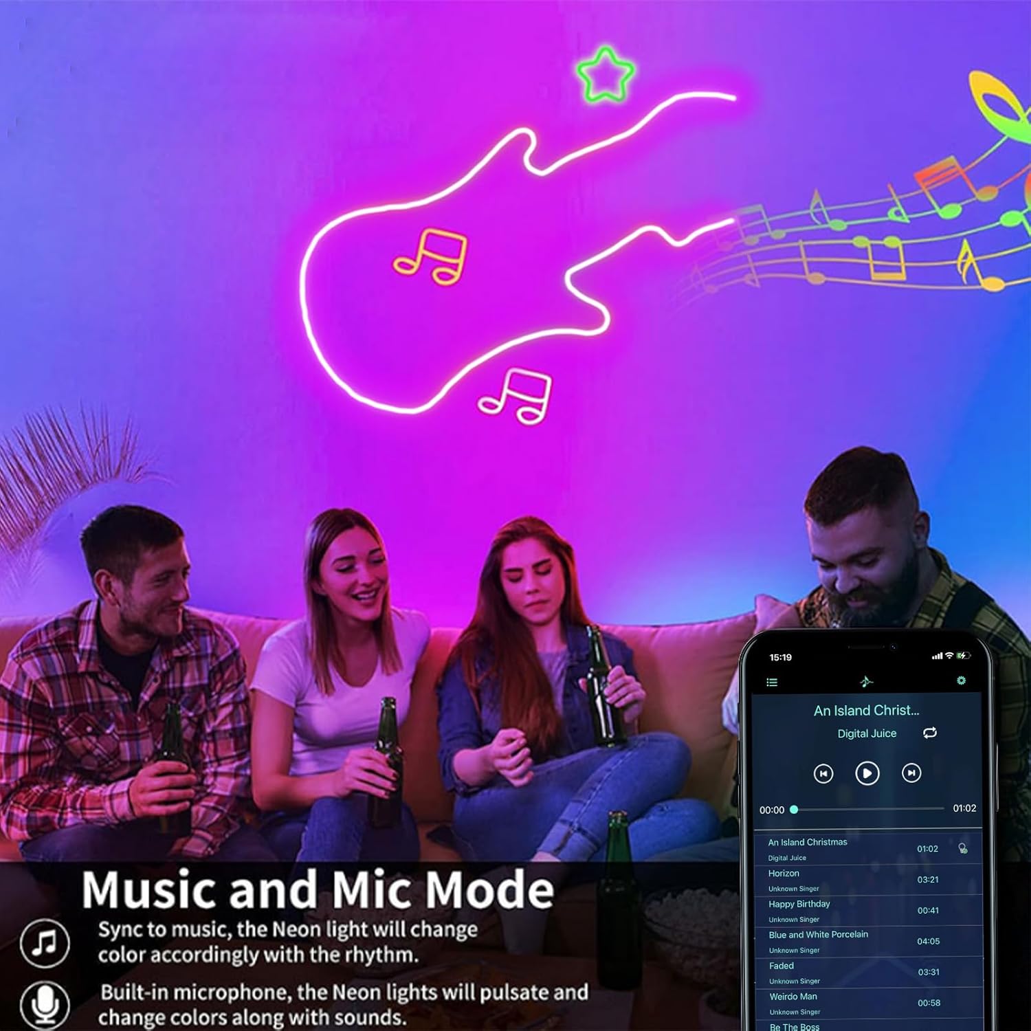 5M Neon Rope Lights,Flexible Led Rope Light Control with App... - Image 5