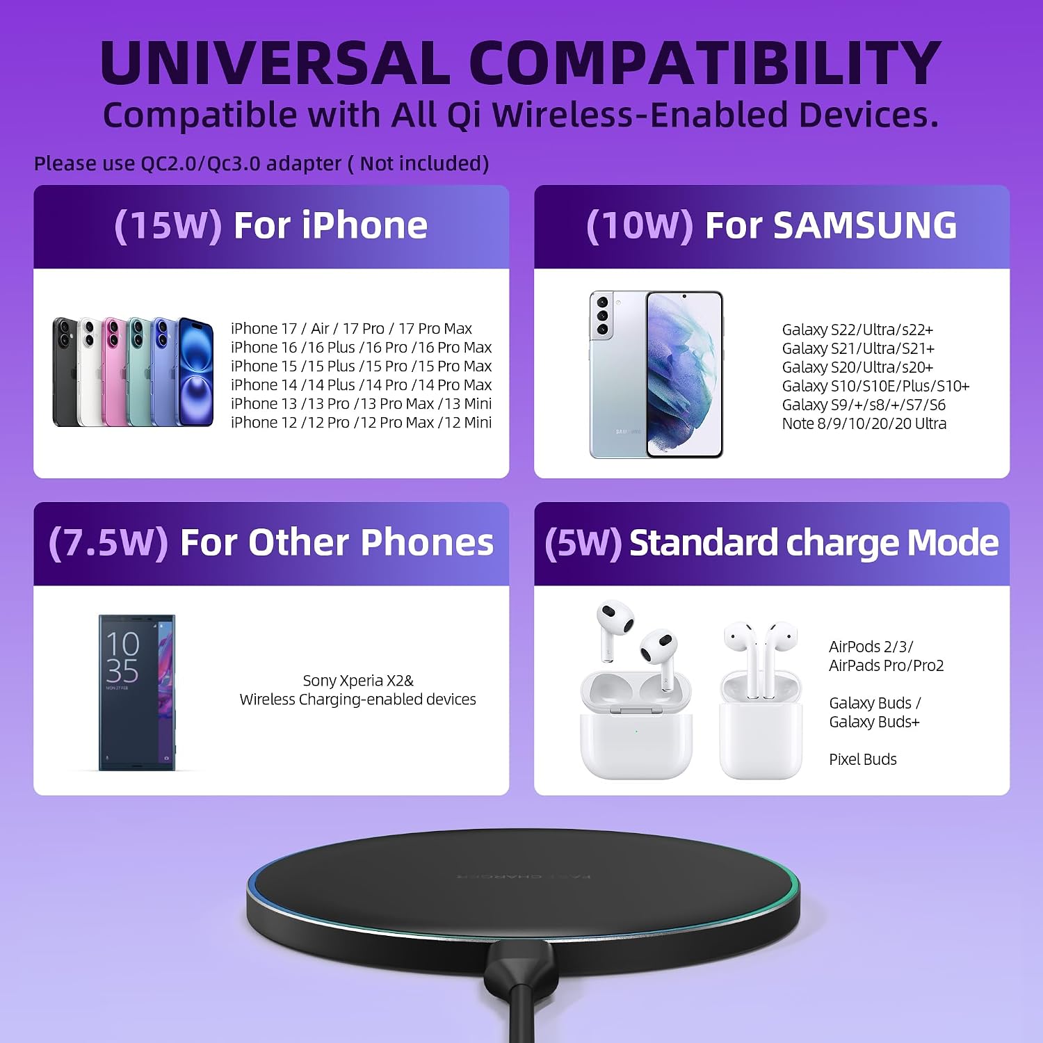 Wireless Charger, Wireless Charging Pad for iPhone 17/16/15/... - Image 3