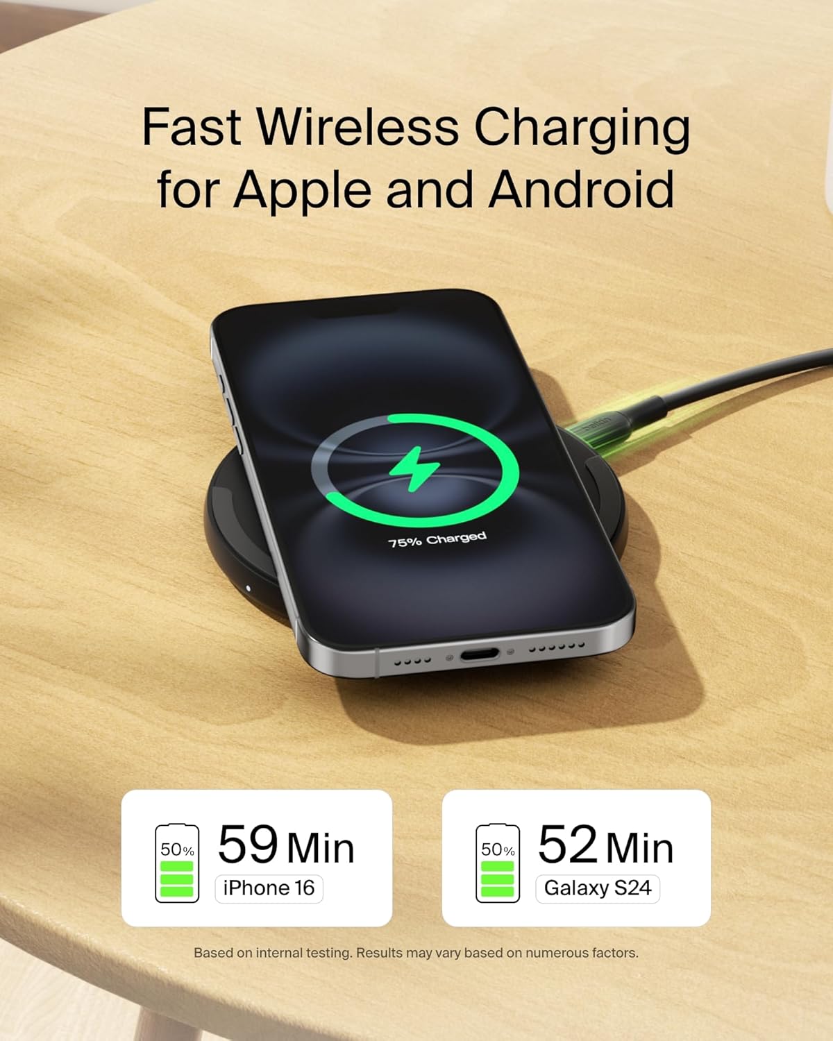 Belkin BoostCharge Wireless Charging Pad with Qi, 15W Fast C... - Image 4