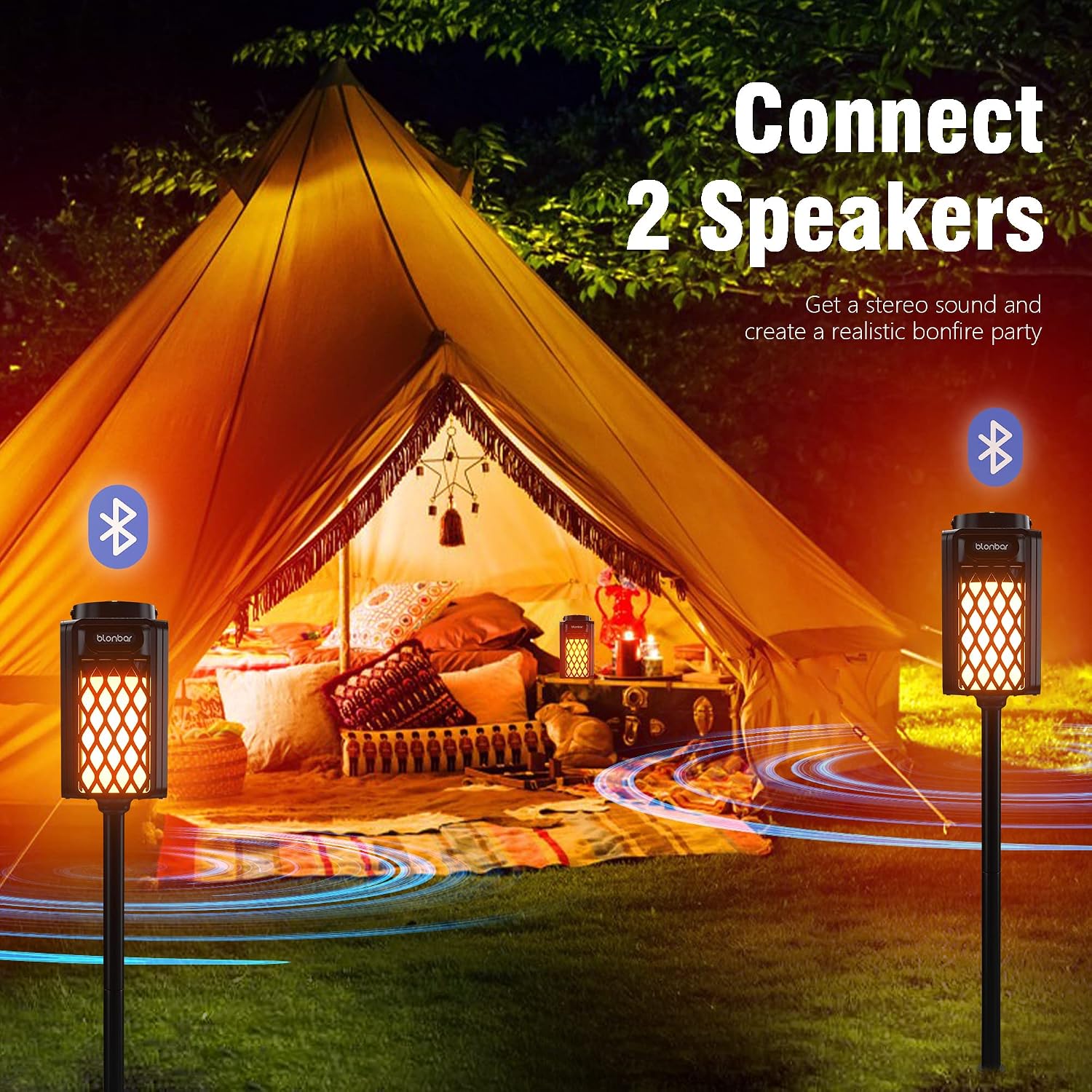 blonbar Led Flame Speaker,Outdoor Bluetooth Speaker with Tor... - Image 4