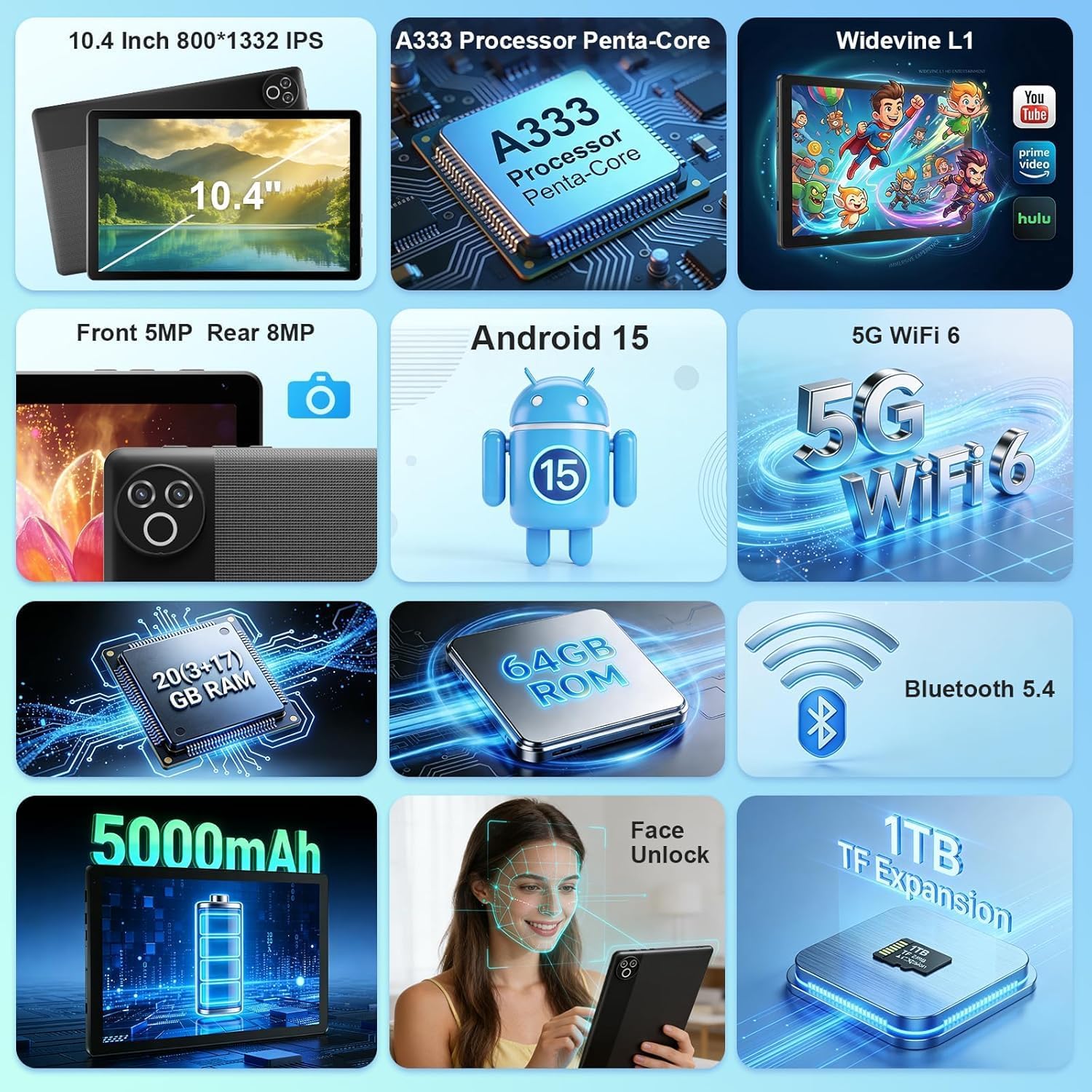 Android 15 Tablet, 10.4 inch Tablet, Android Tablets with Ke... - Image 3