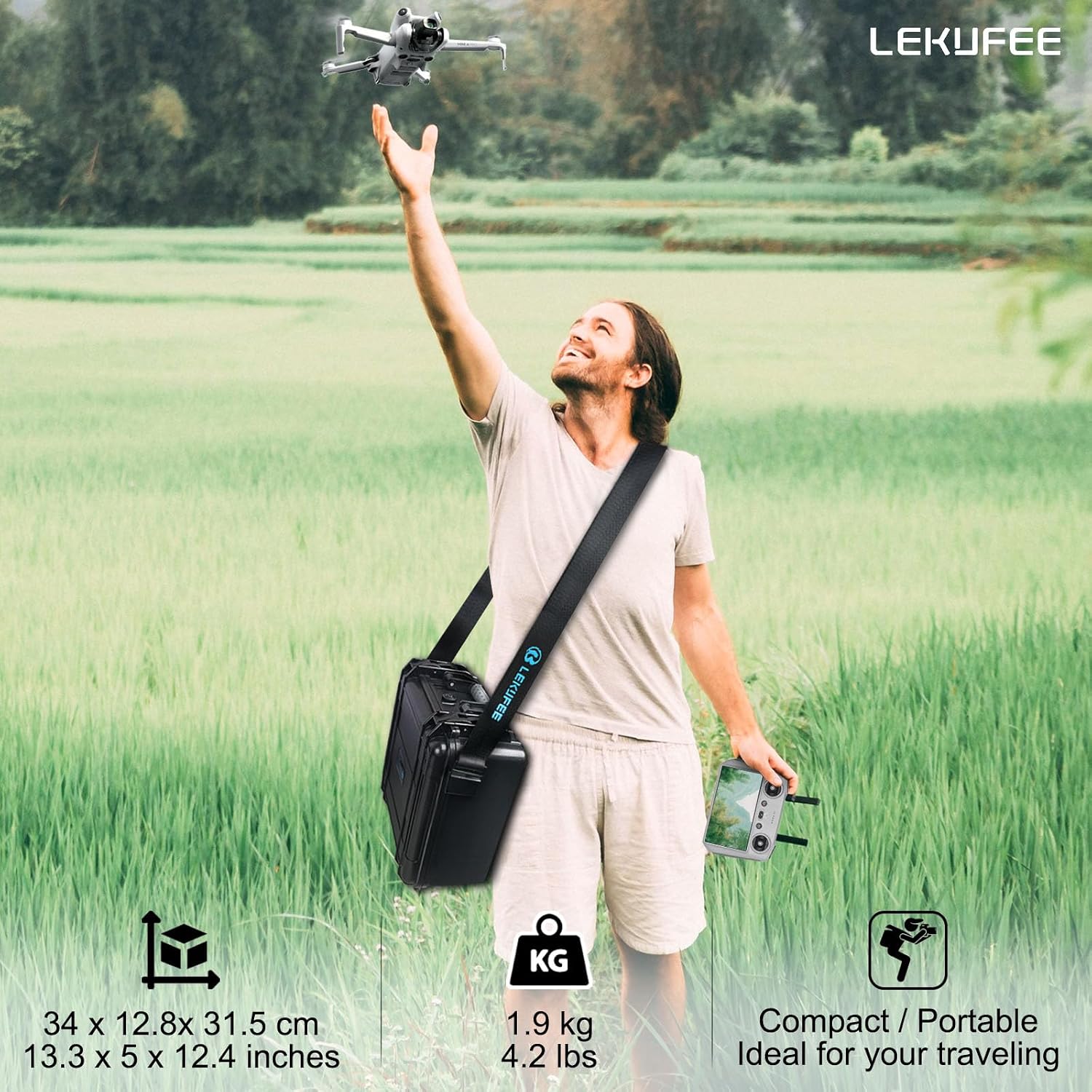 LEKUFEE Waterproof Hard Carrying Case for DJI Mini 5 pro/Min... - Image 4