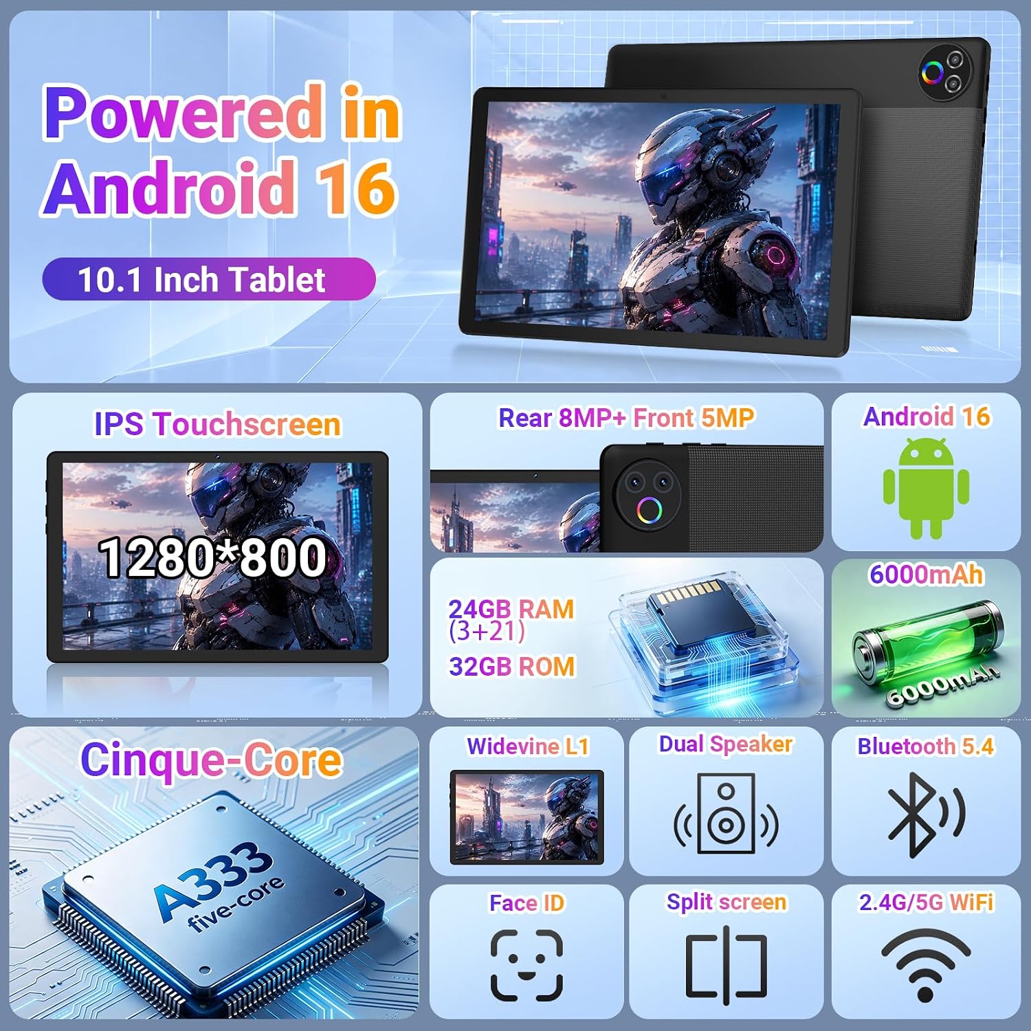 Gleeso Tablet|Android 16 Tablet 10 Inch|24GB RAM 1TB TF Andr... - Image 3