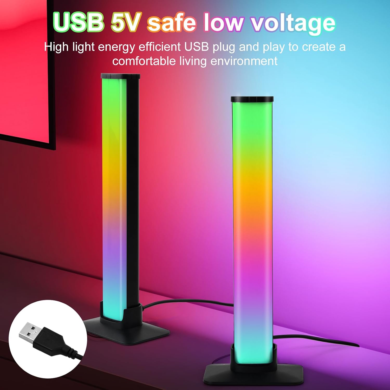 Smart RGB LED Light Bars, 2 Pack TV Backlight Gaming Lamp, M... - Image 6