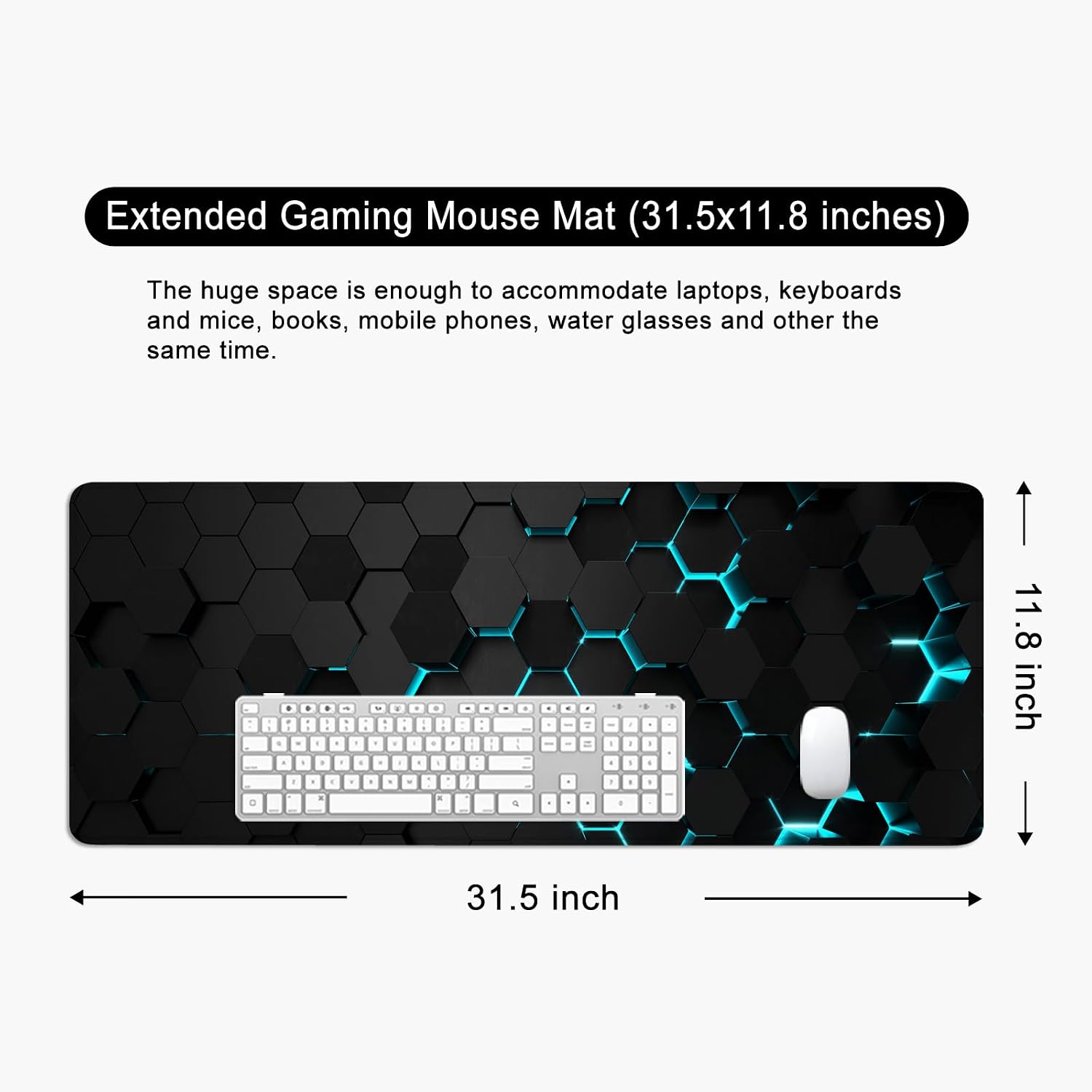 Black Desk Mat Large Gaming Mouse Mat Black Keyboard Mouse P... - Image 6