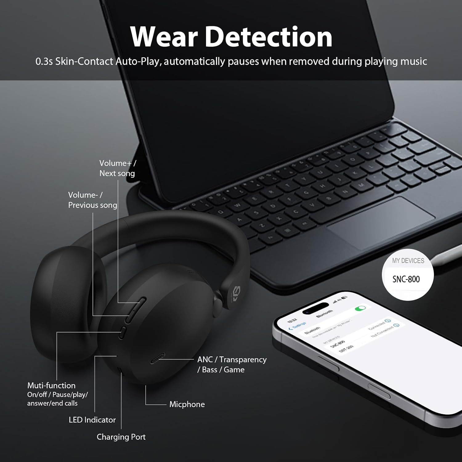 Active Noise Cancelling Headphones Wireless Over Ear Bluetoo... - Image 8