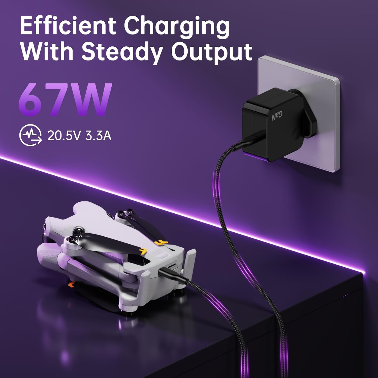 65W GaN USB C Charger for DJI Mini 5 Pro/4 Pro/4K/3/3 Pro, N... - Image 3