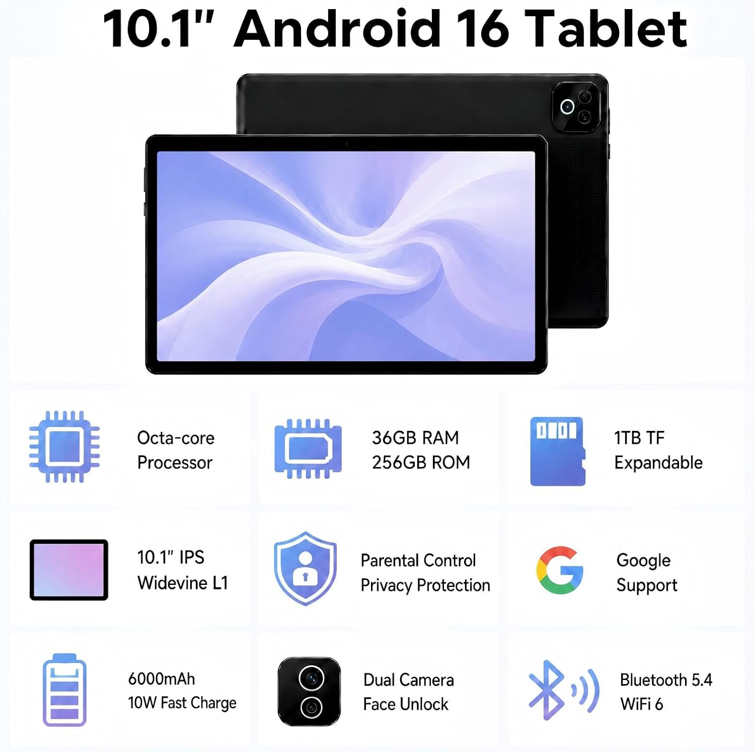 Tablet Android 16, 10 inch Tablets, Octa-Core Processor, 36G... - Image 3