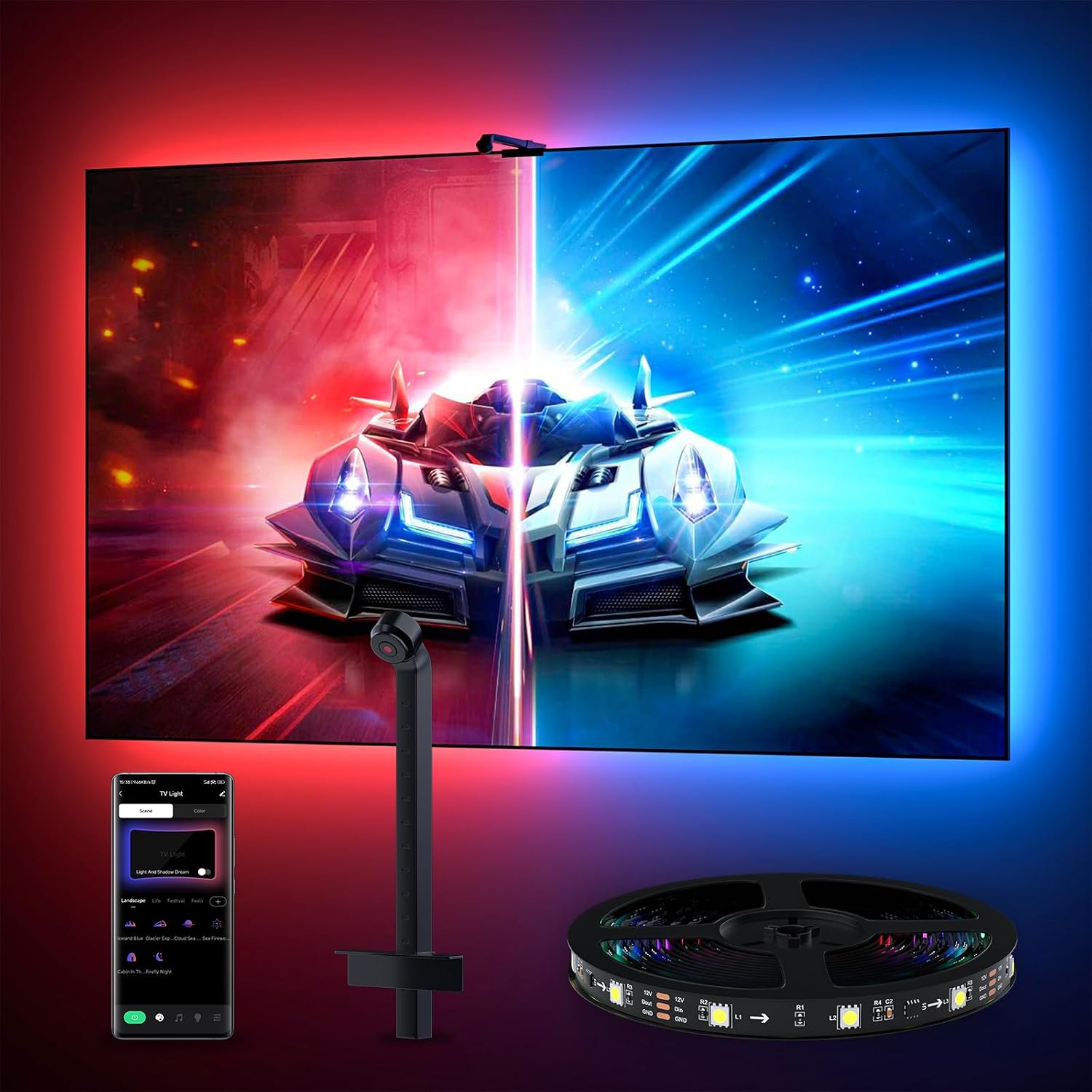 TV LED Backlight with AR Sensor,3.8M RGB Strip Lights for 32... - Image 2
