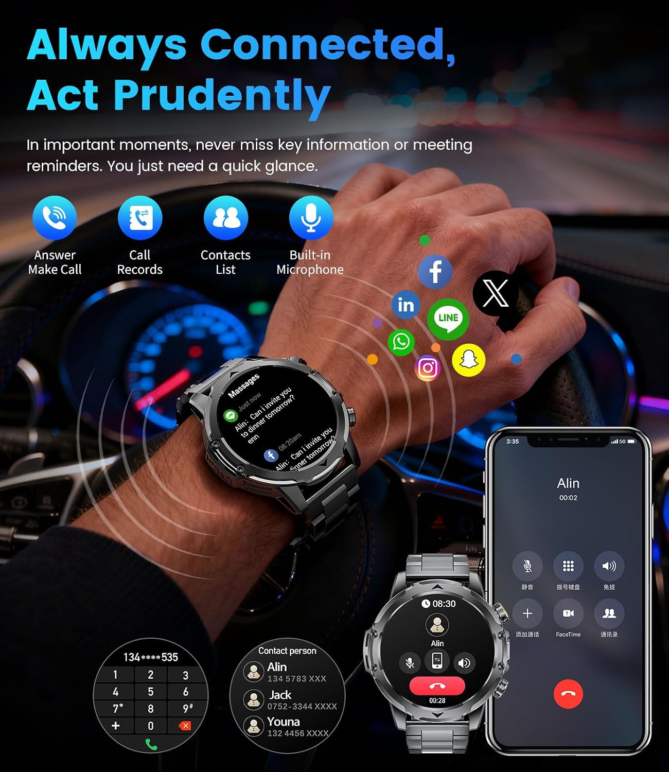 Smart Watch for Men with Bluetooth Call(2 Chargers), 1.53"HD... - Image 4