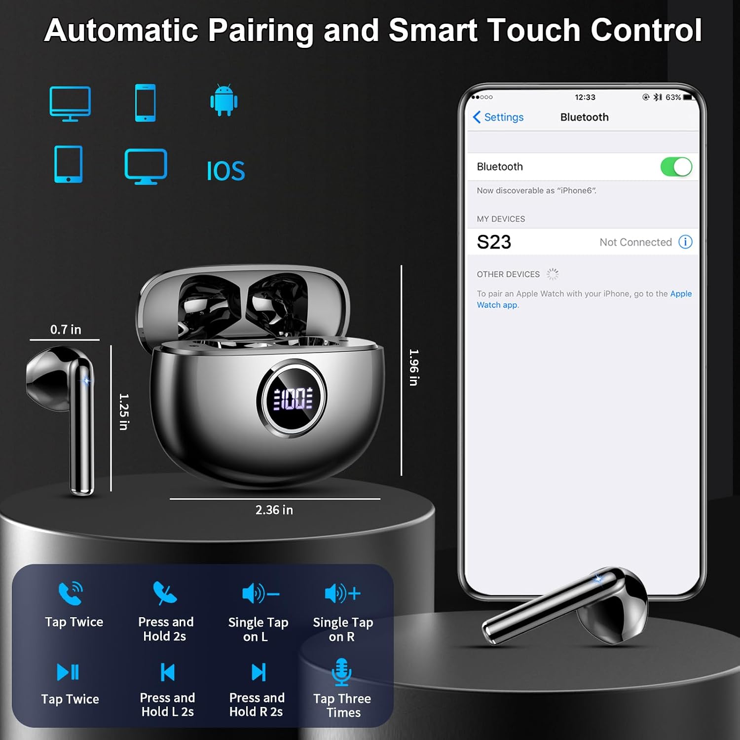 Wireless Earbuds, Bluetooth 5.4 Headphones 2024 Wireless Hea... - Image 8