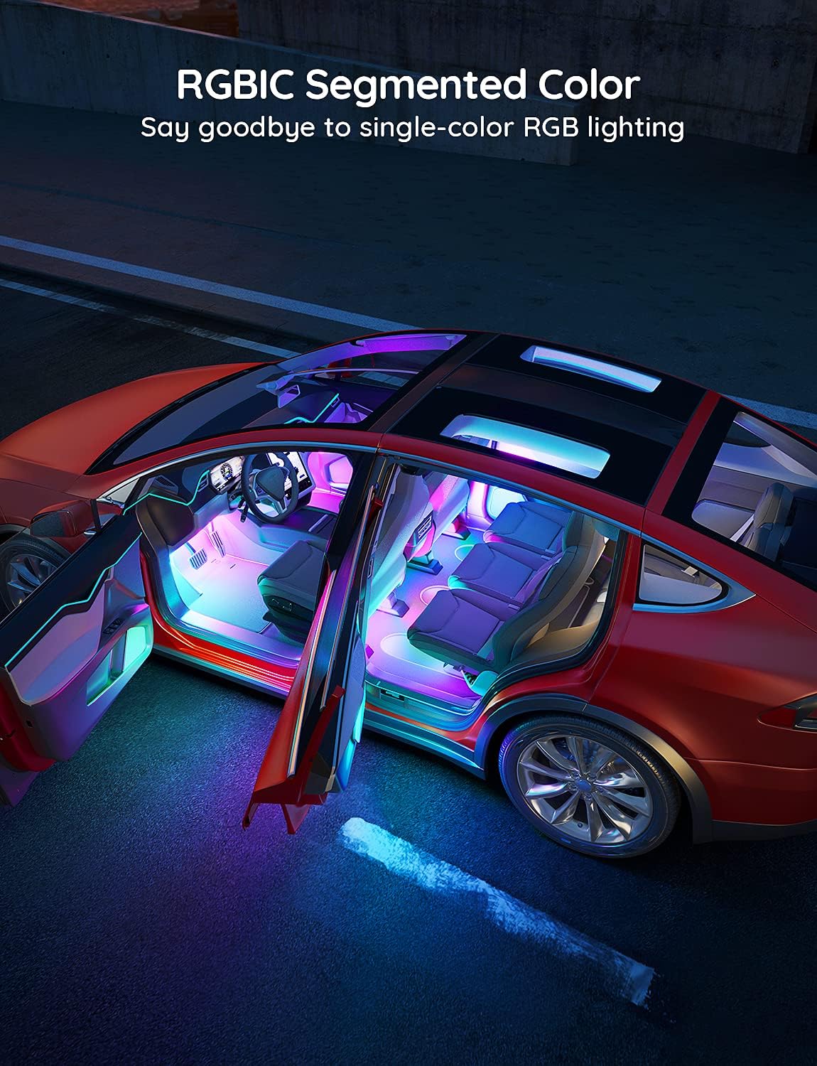 Govee RGBIC Interior Car Lights, Segmented Colour Light Kit,... - Image 3