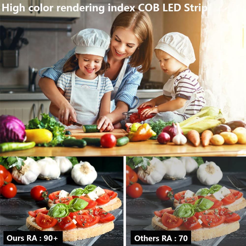 TOPAI 12V COB LED Strip 3000K Warm White 5M Dotless IP65 Wat... - Image 6