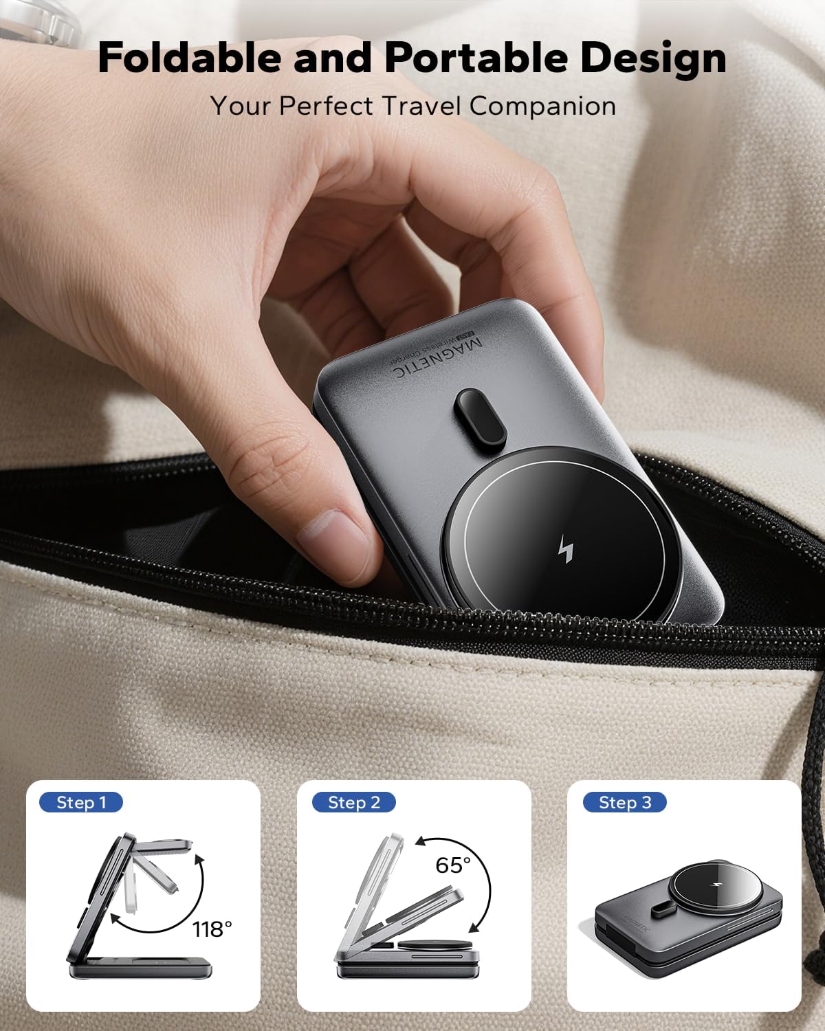 KPON 3 in 1 Wireless Charging Station for Apple, Foldable Ma... - Image 4