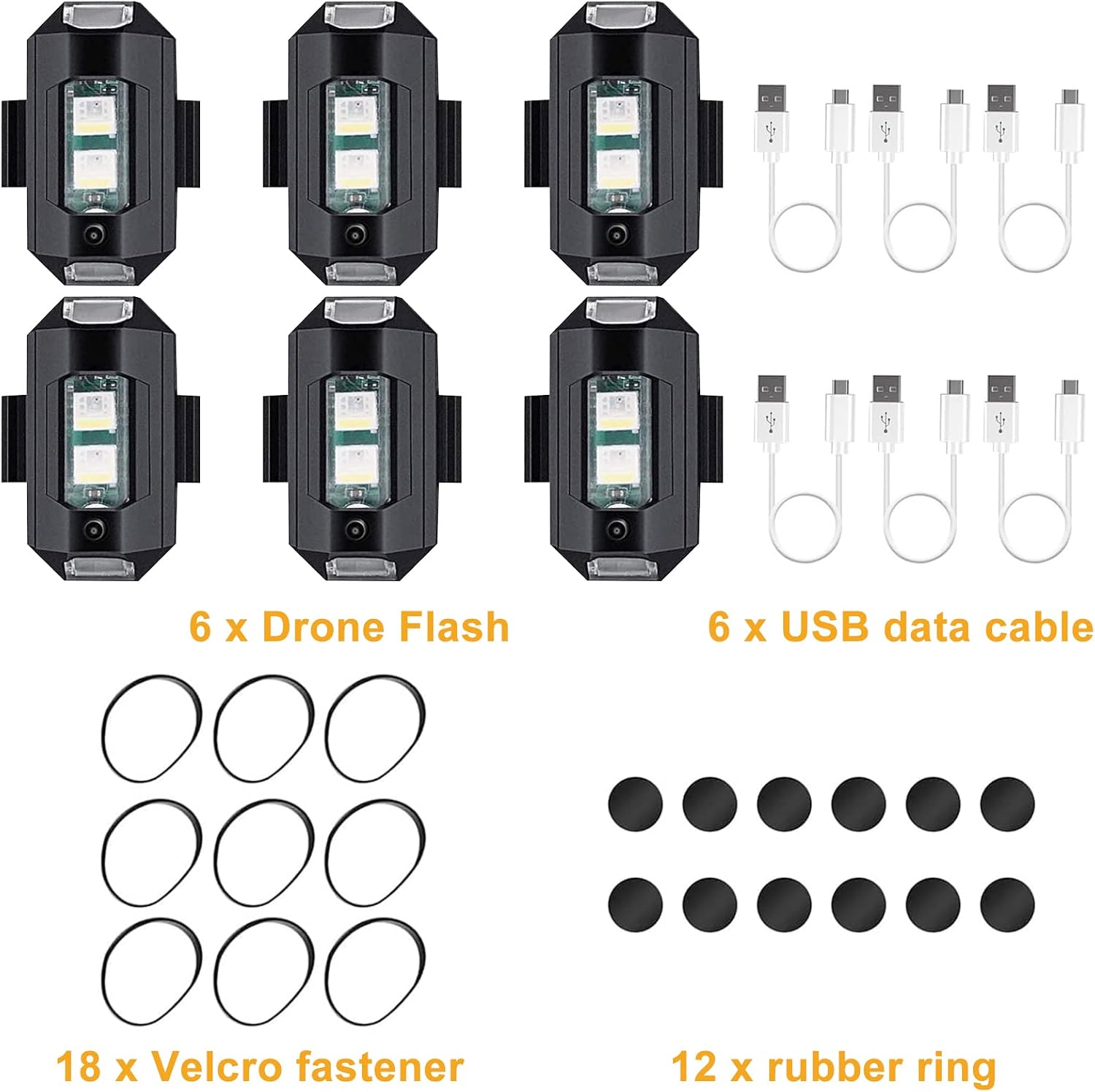 Funmo 6 Pcs LED Aircraft Strobe Lights USB Charging 7 Colors... - Image 5