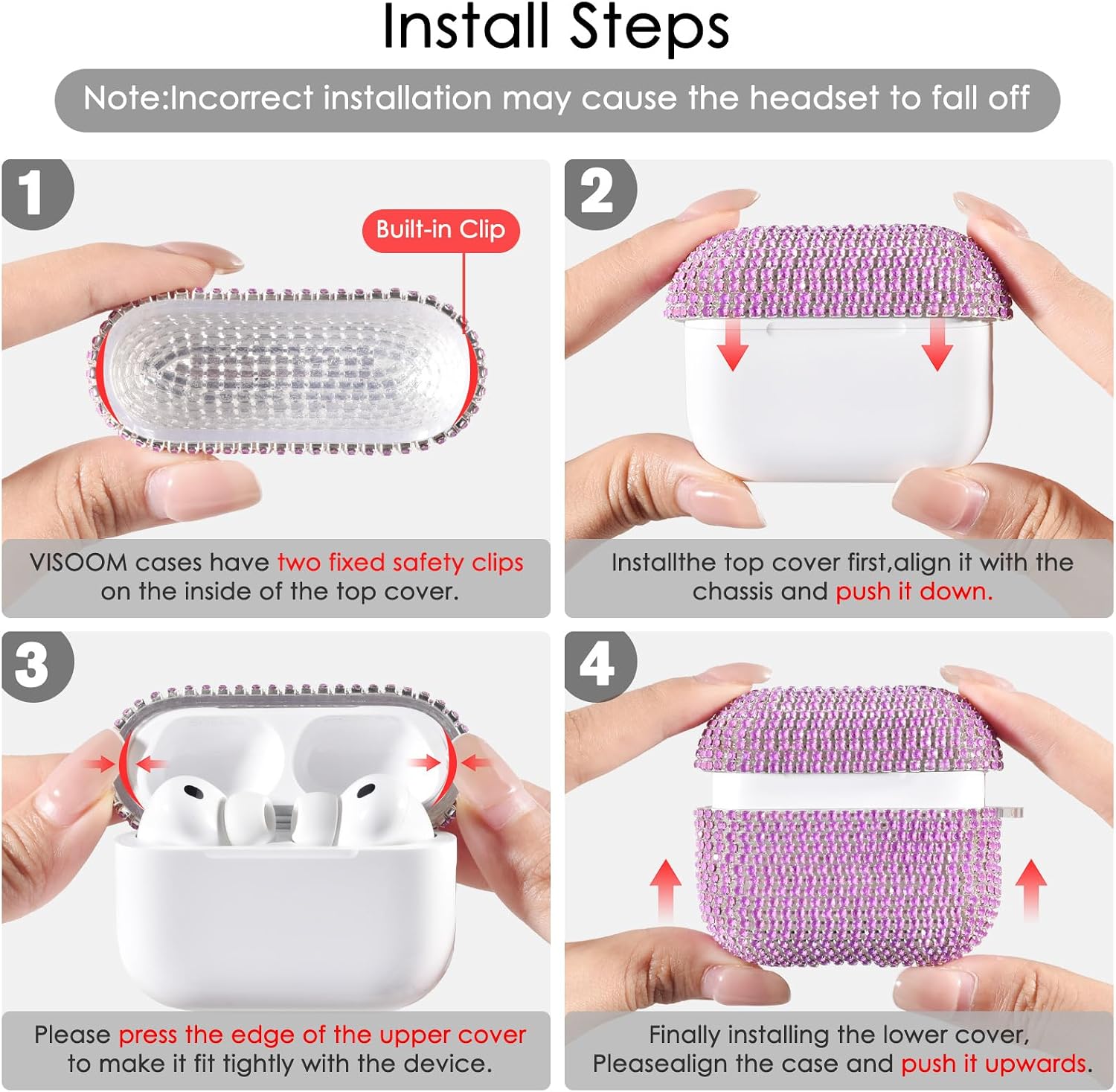 Case for Apple Airpods Pro 3 Case Cover 2025, VISOOM Bling J... - Image 9
