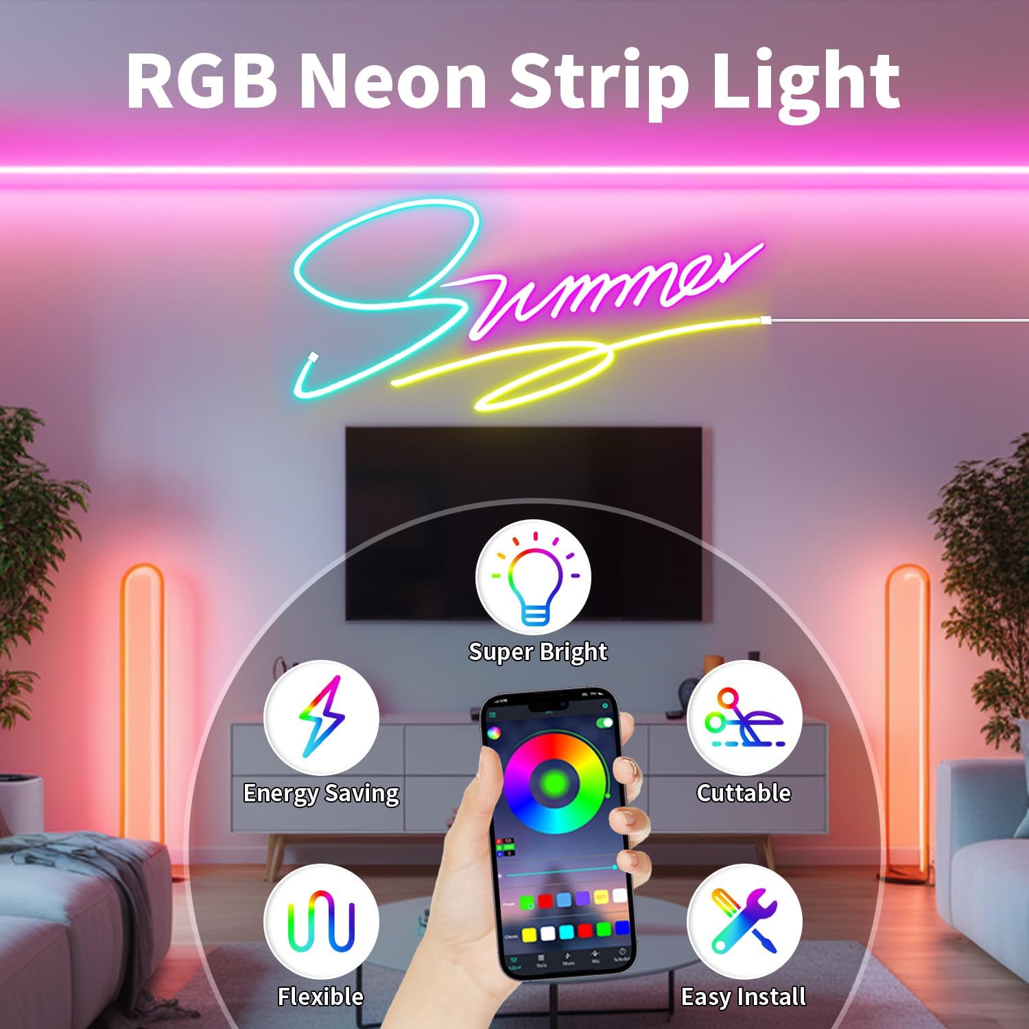 iNextStation 15M RGB LED Strip Light 24V Music Sync Waterpro... - Image 5