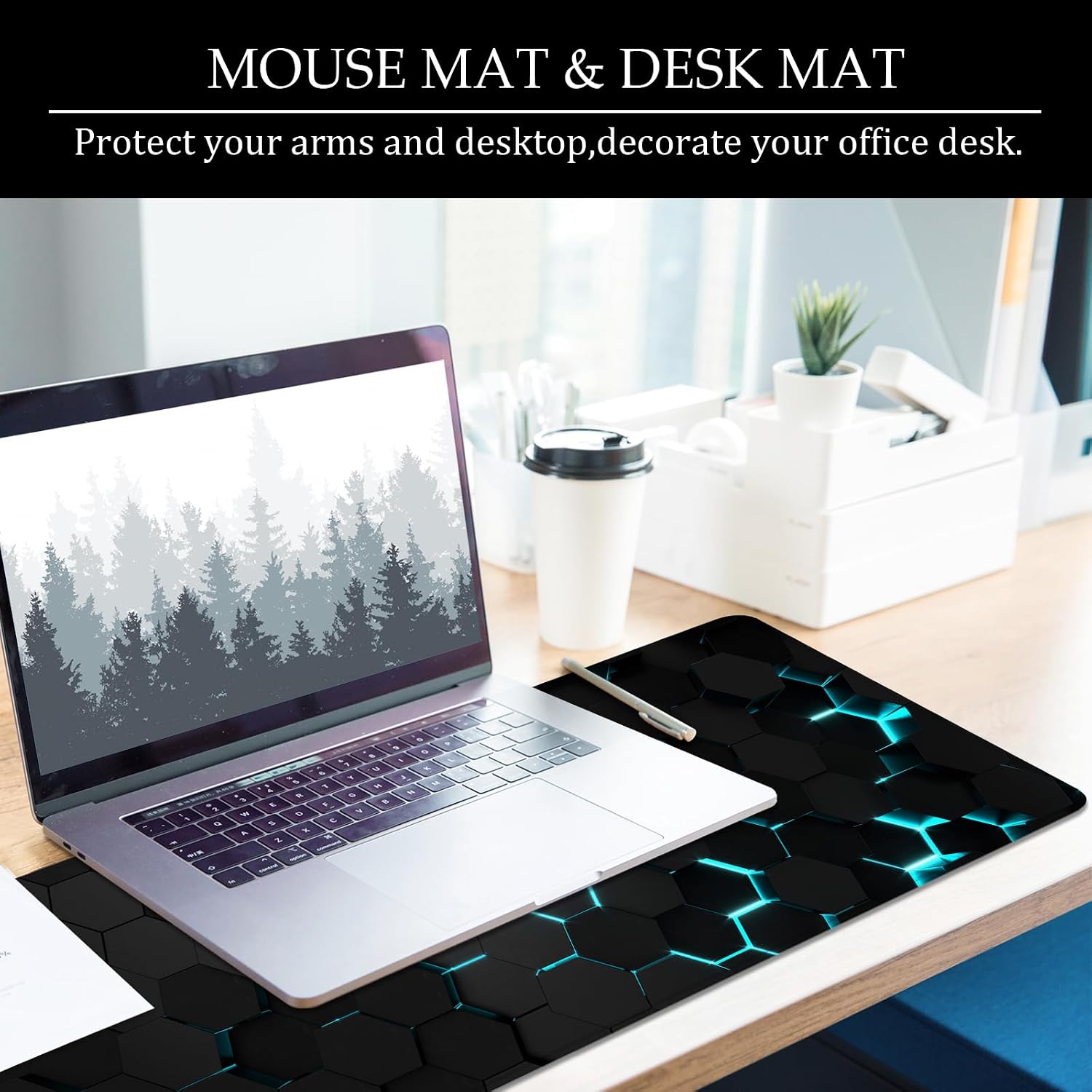 Black Desk Mat Large Gaming Mouse Mat Black Keyboard Mouse P... - Image 7