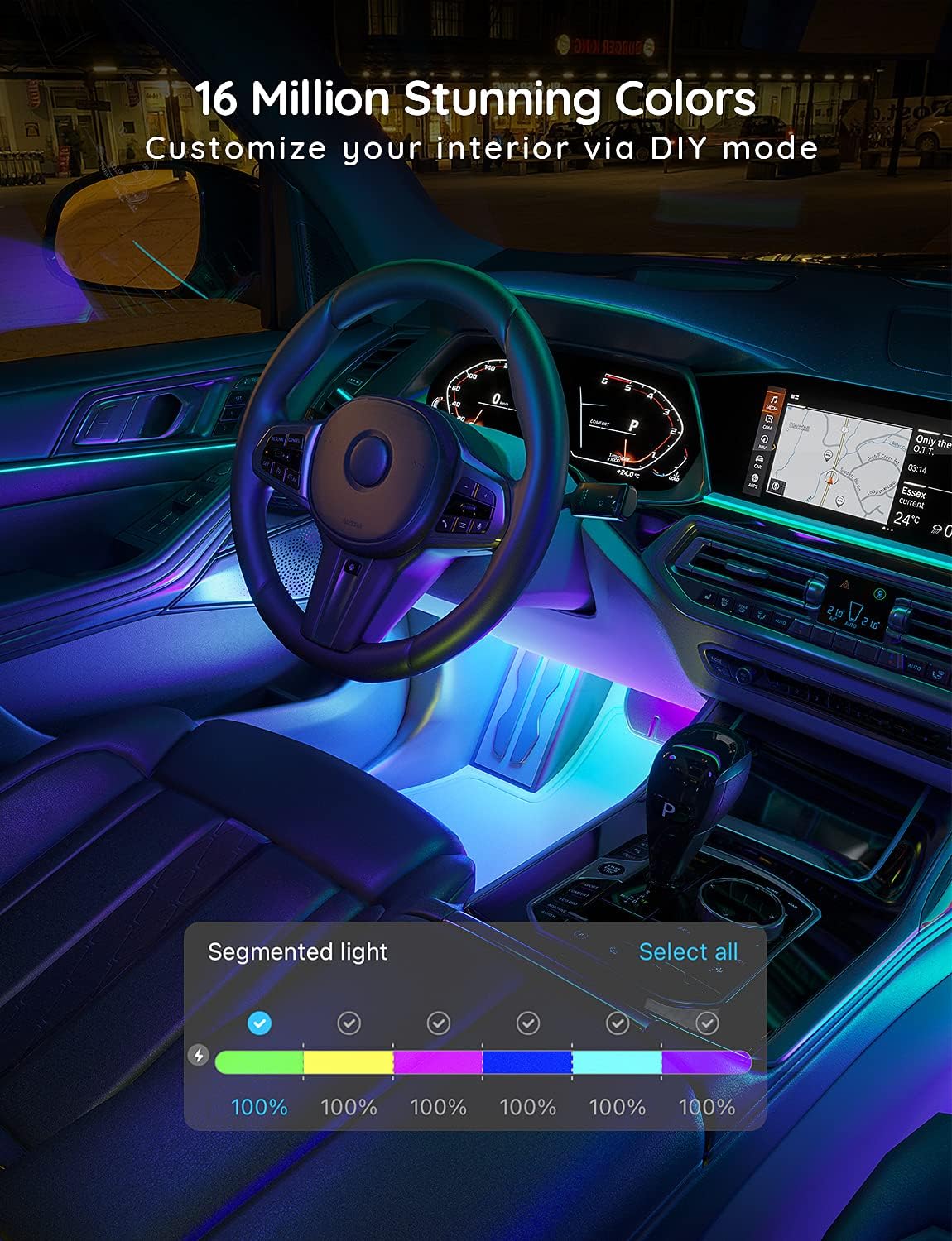 Govee RGBIC Interior Car Lights, Segmented Colour Light Kit,... - Image 4