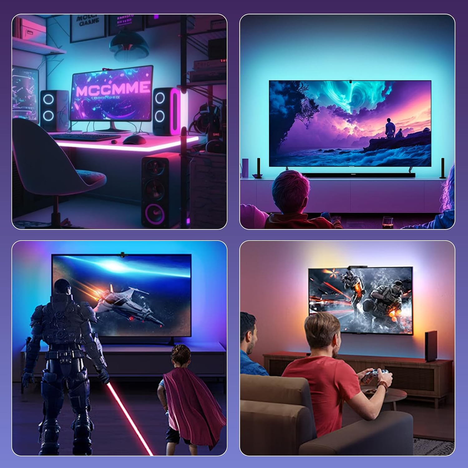 TV LED Backlight with AR Sensor,3.8M RGB Strip Lights for 32... - Image 8