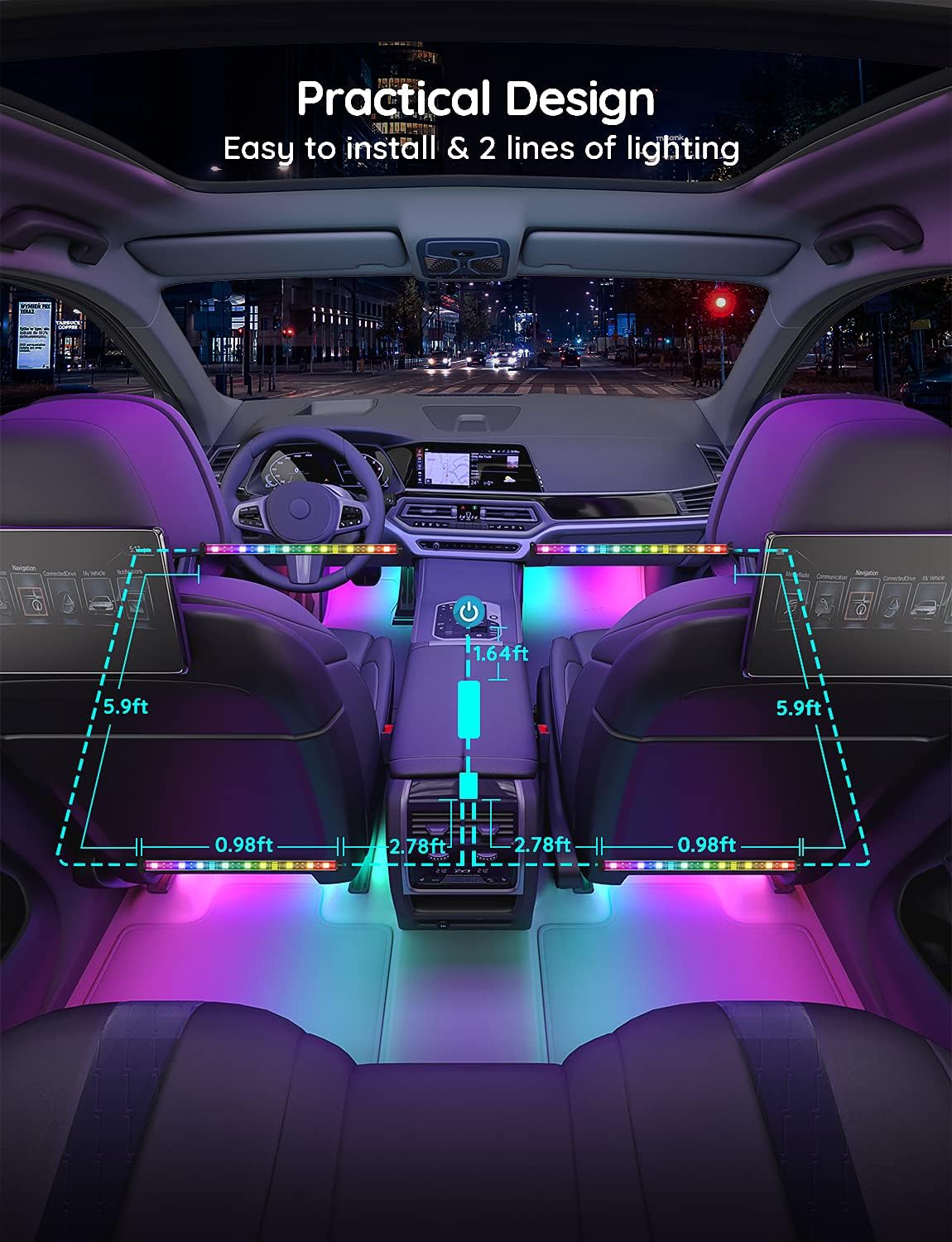 Govee RGBIC Interior Car Lights, Segmented Colour Light Kit,... - Image 8