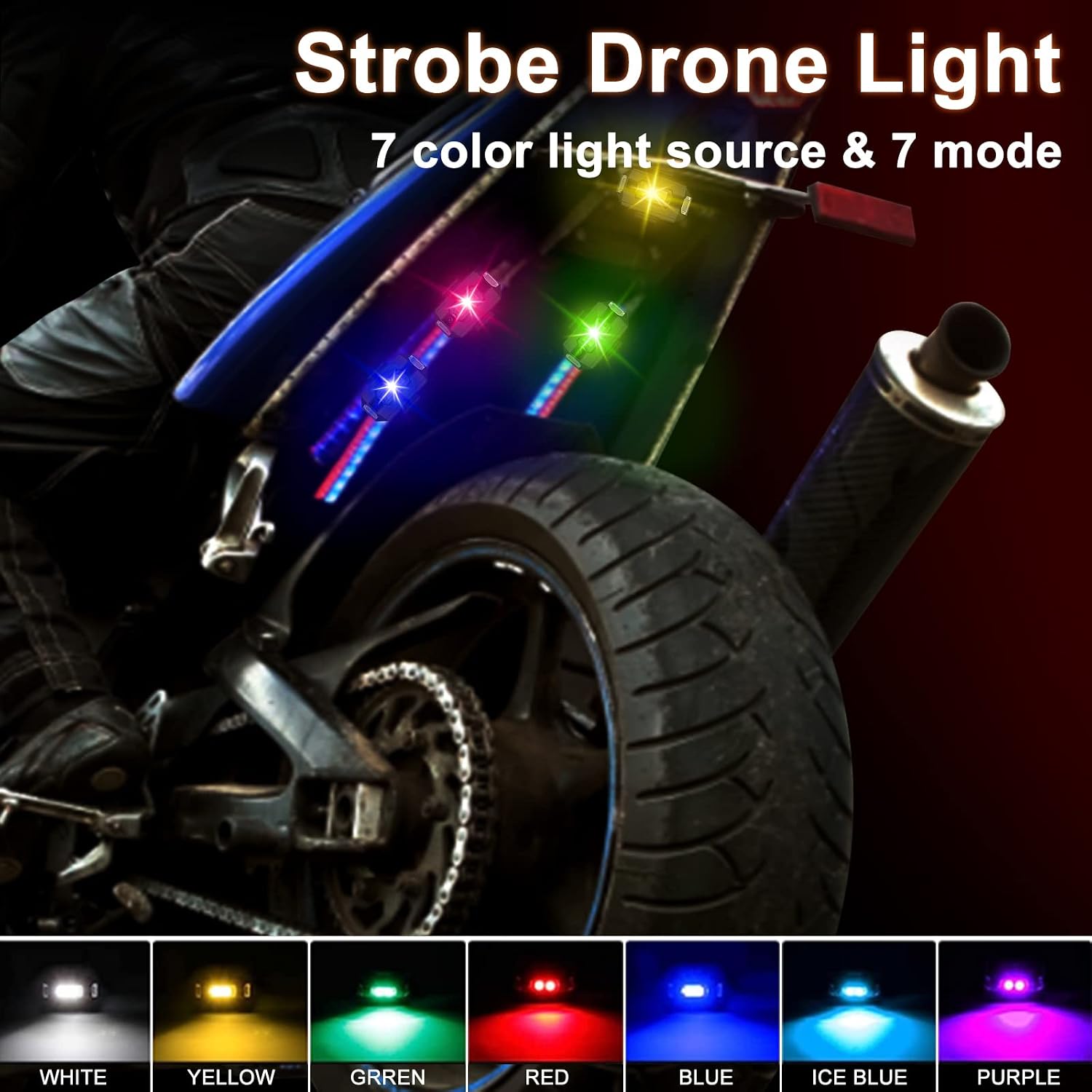 Funmo 6 Pcs LED Aircraft Strobe Lights USB Charging 7 Colors... - Image 2