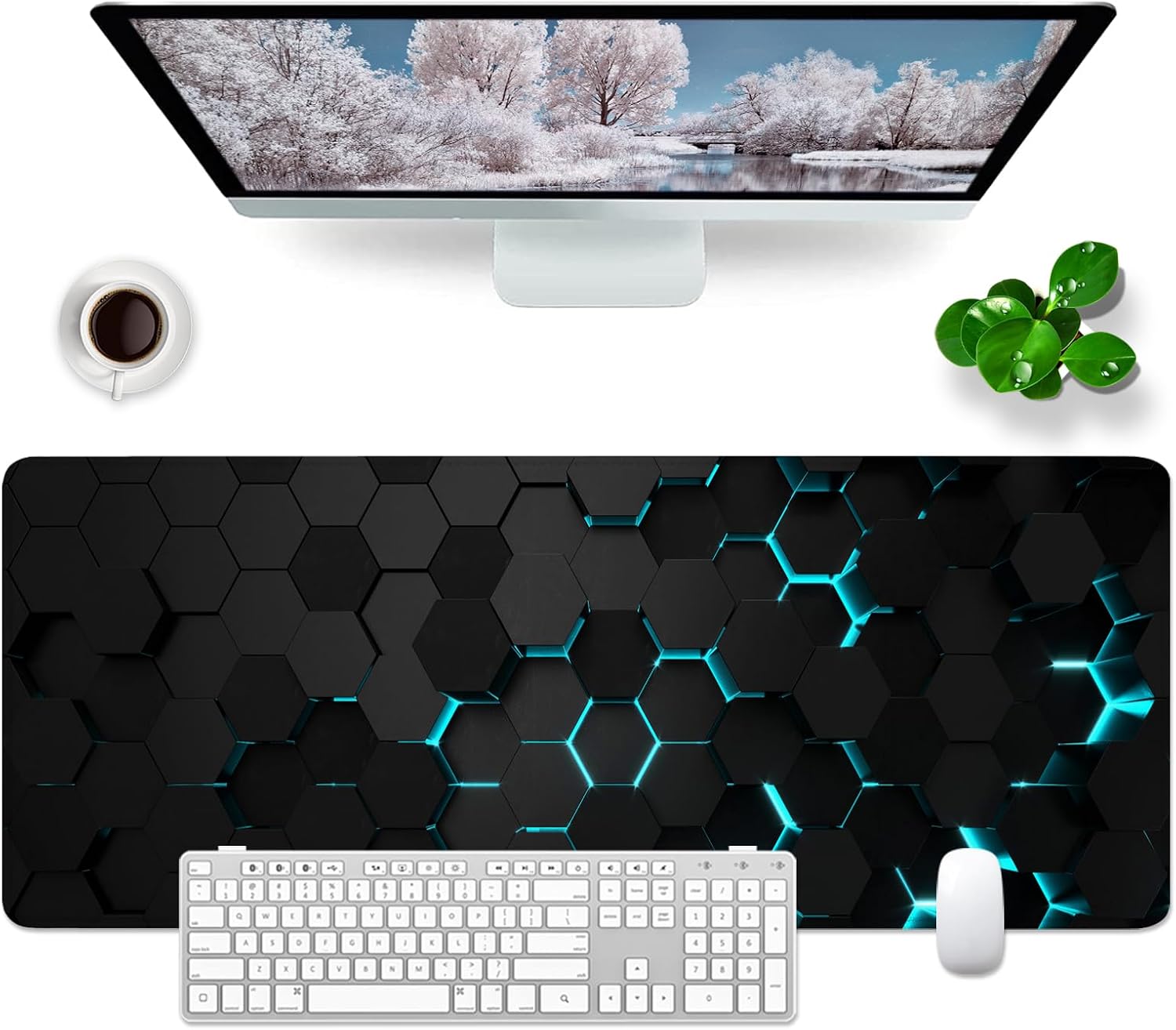 Black Desk Mat Large Gaming Mouse Mat Black Keyboard Mouse P... - Image 2