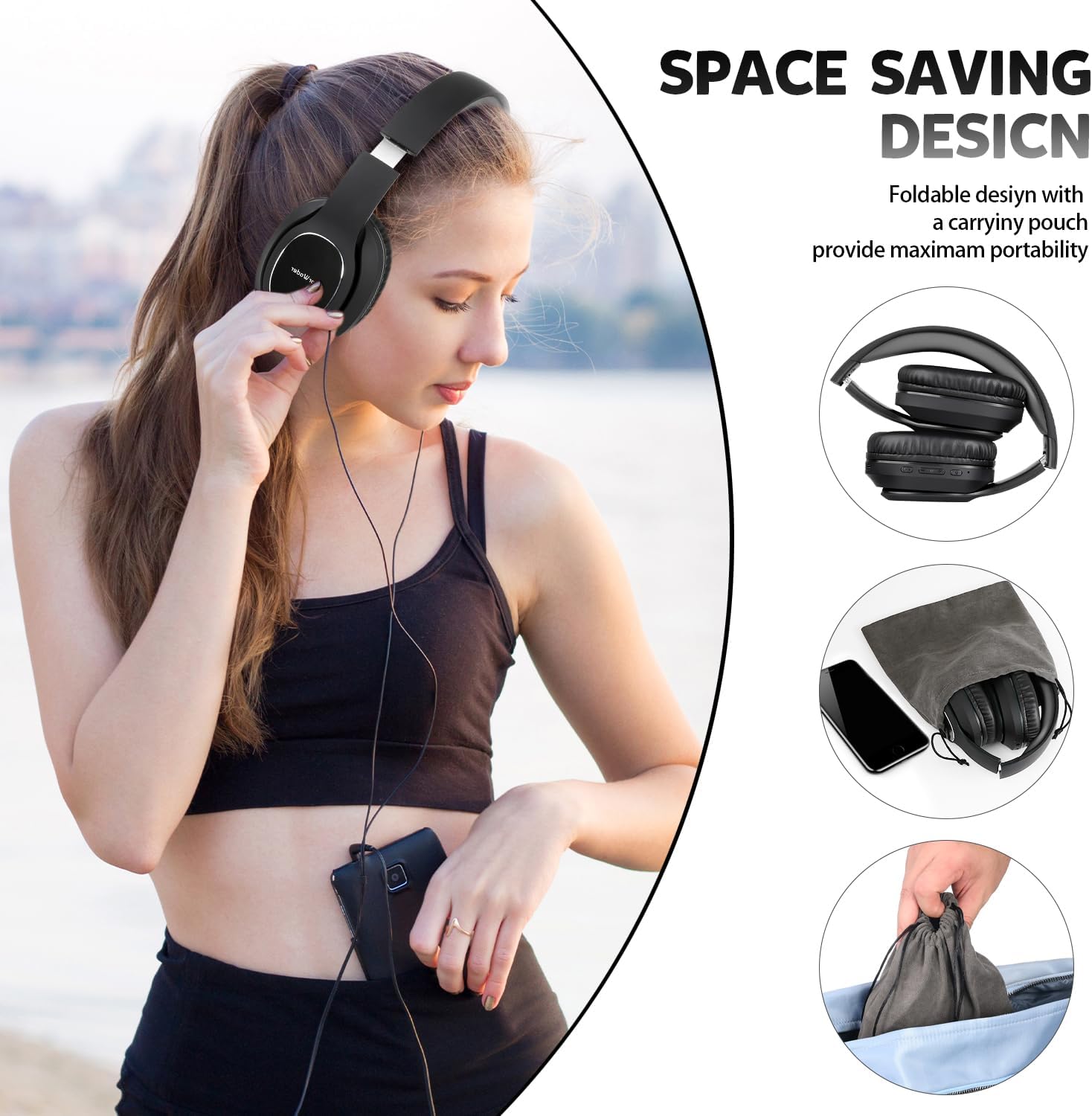 WorWoder 80Hrs Wireless Over Ear Headphones, Bluetooth 5.0 W... - Image 6