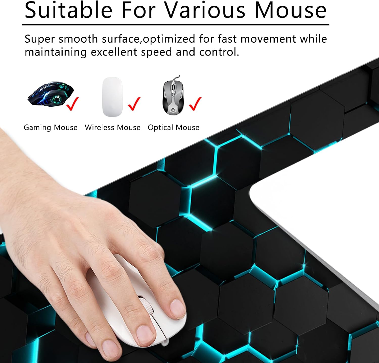 Black Desk Mat Large Gaming Mouse Mat Black Keyboard Mouse P... - Image 3