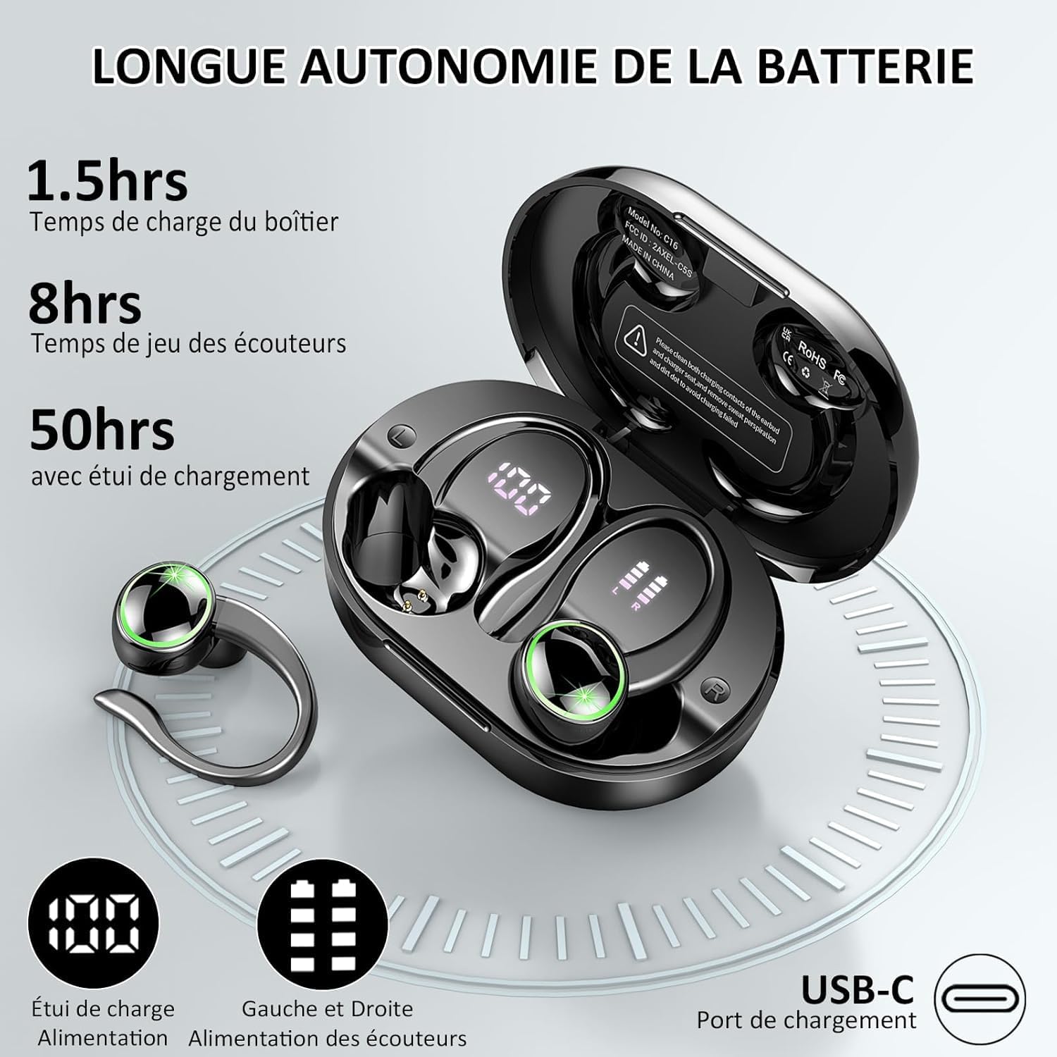 Wireless Earbuds,Bluetooth 5.4 Headphones Sport, Wireless Ea... - Image 4