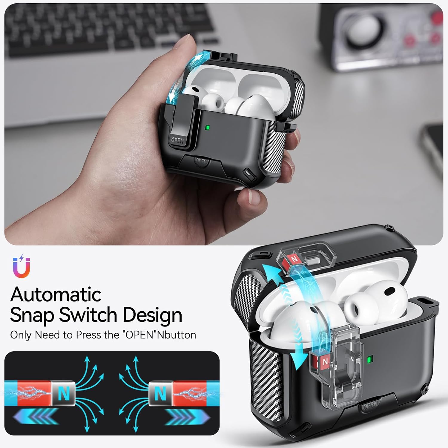 Magnetic Case with Safety Lock & PhoneStand (For AirPods Pro... - Image 4