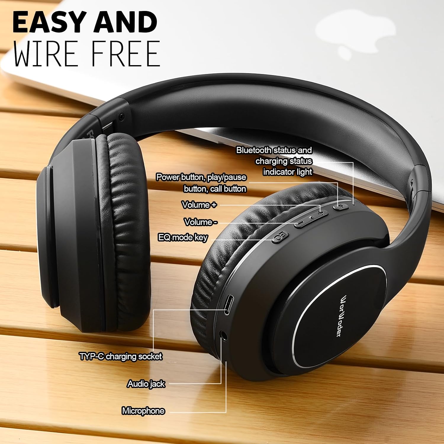 WorWoder 80Hrs Wireless Over Ear Headphones, Bluetooth 5.0 W... - Image 8