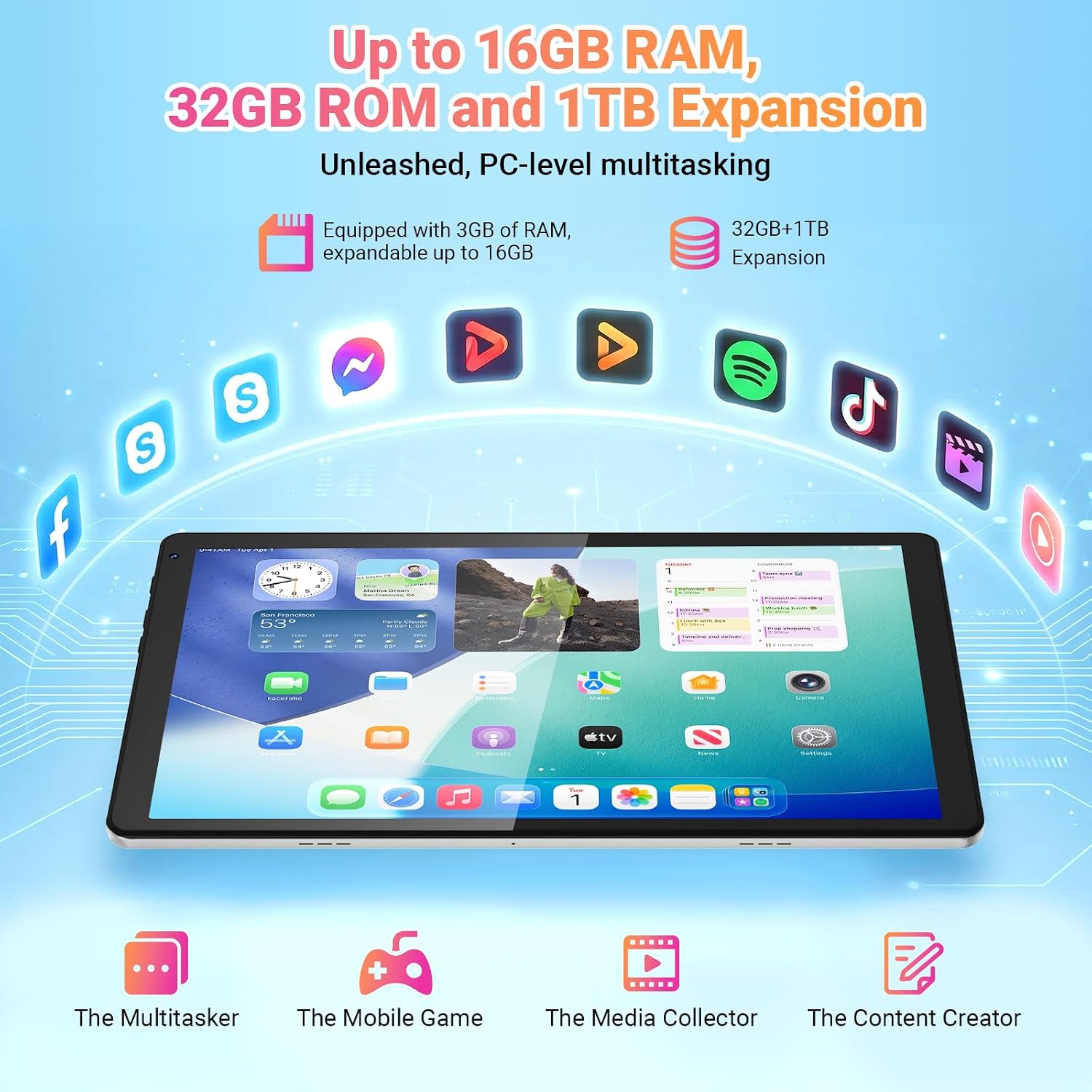 Gleeso Tablet|Android 15 Tablet 10 Inch|16GB RAM 1TB TF Andr... - Image 6