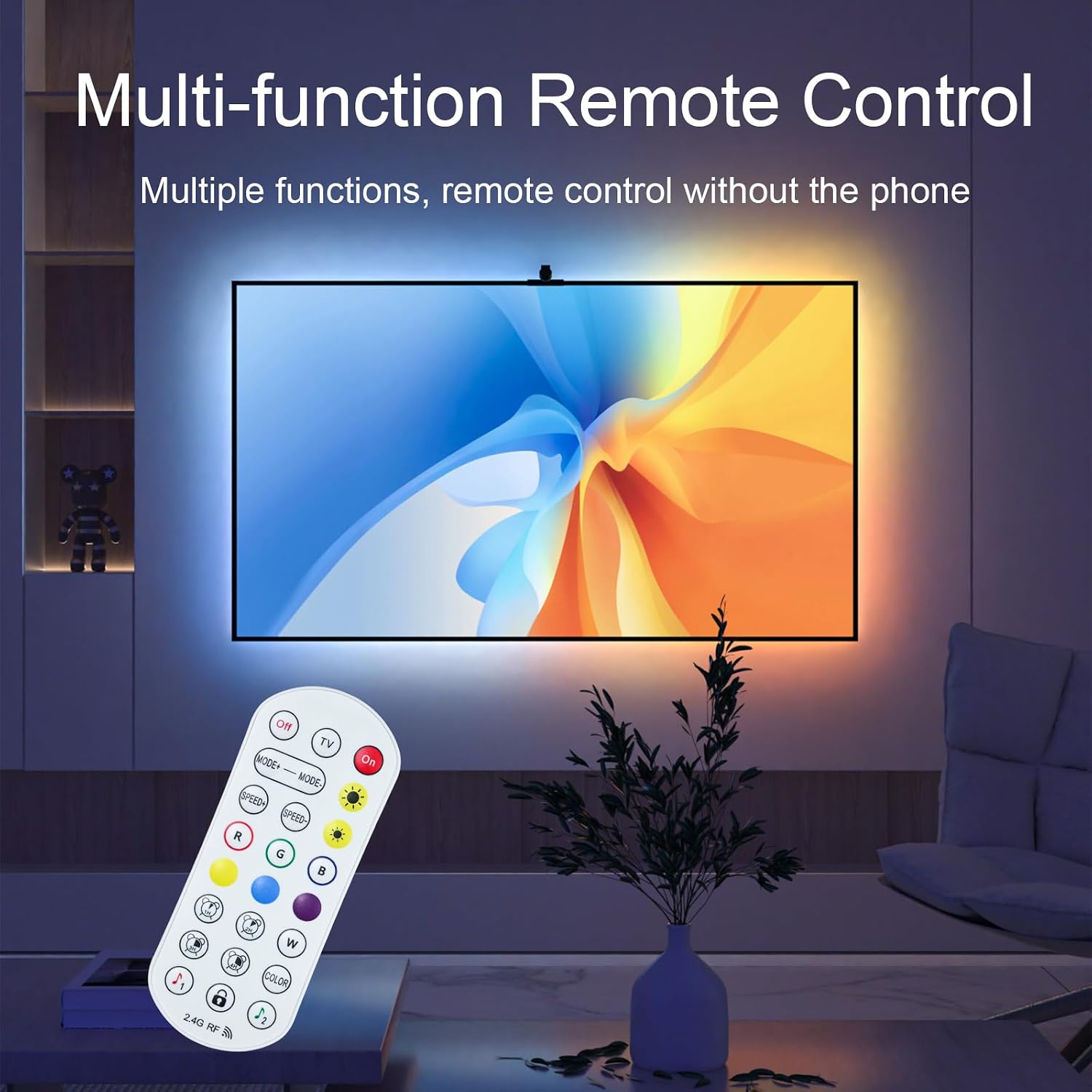 TV LED Backlight with AR Sensor,3.8M RGB Strip Lights for 32... - Image 6