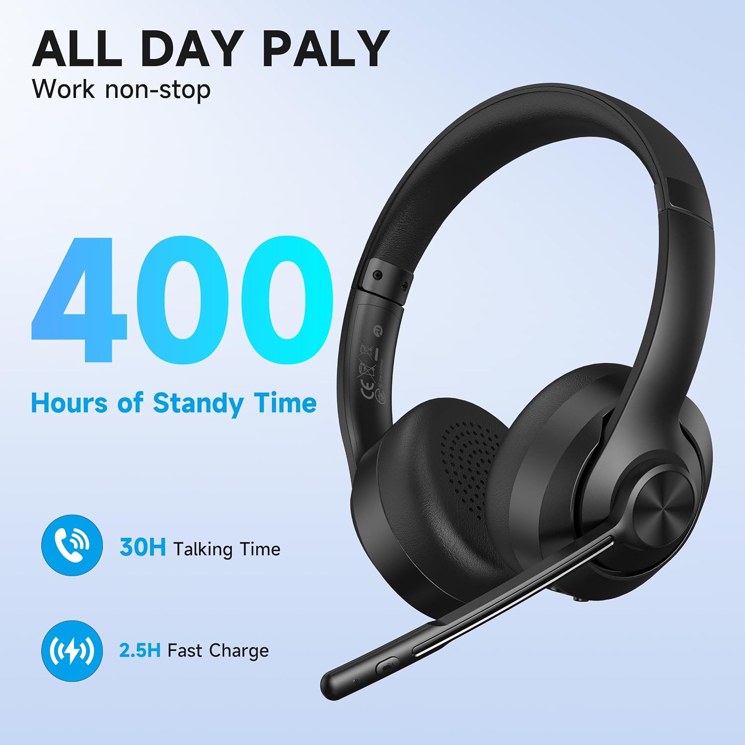 AOC Wireless Headset with Microphone 3 Modes Connection Blue... - Image 6