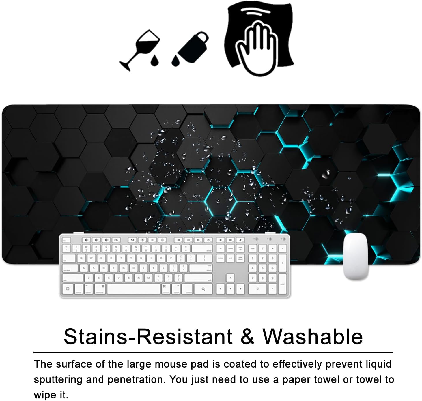 Black Desk Mat Large Gaming Mouse Mat Black Keyboard Mouse P... - Image 4
