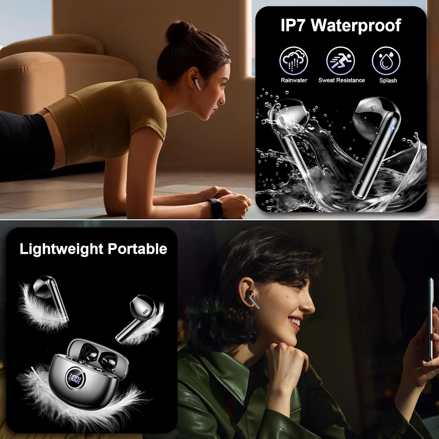 Wireless Earbuds, Bluetooth 5.4 Headphones 2024 Wireless Hea... - Image 7