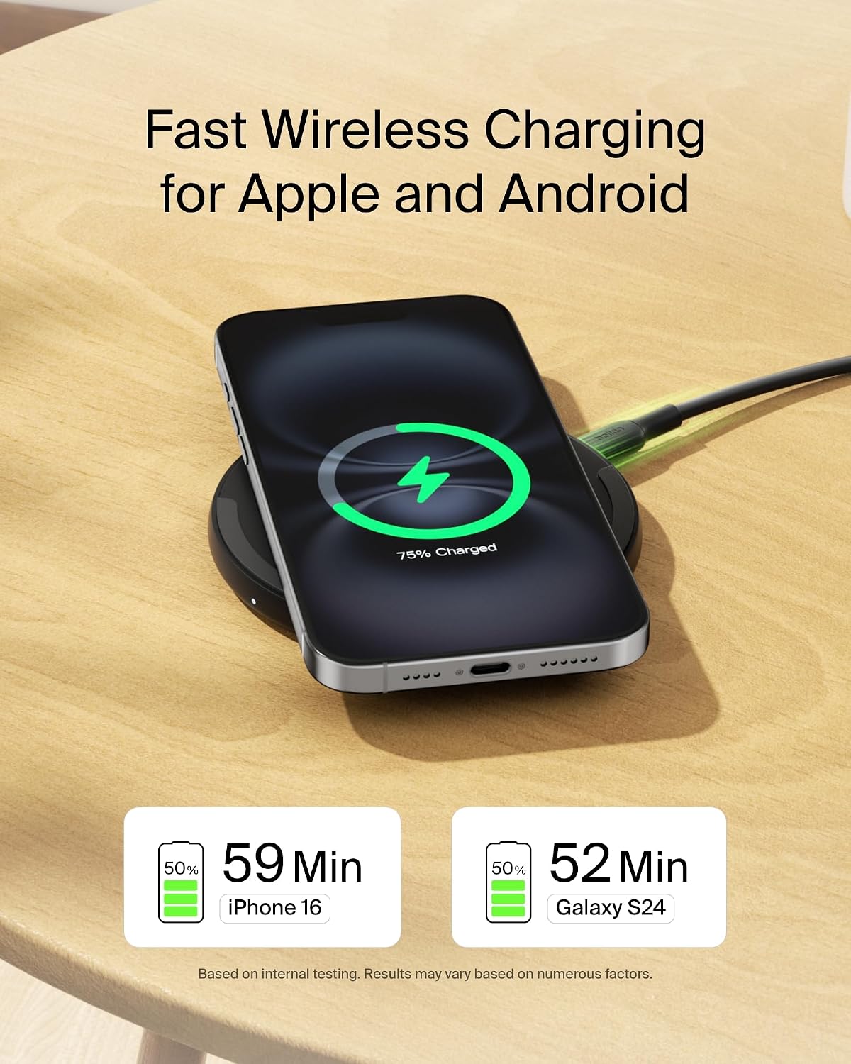 Belkin BoostCharge Wireless Charging Pad with Qi, 15W Fast C... - Image 4