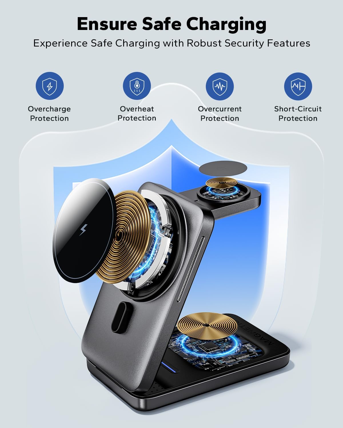 KPON 3 in 1 Wireless Charging Station for Apple, Foldable Ma... - Image 8