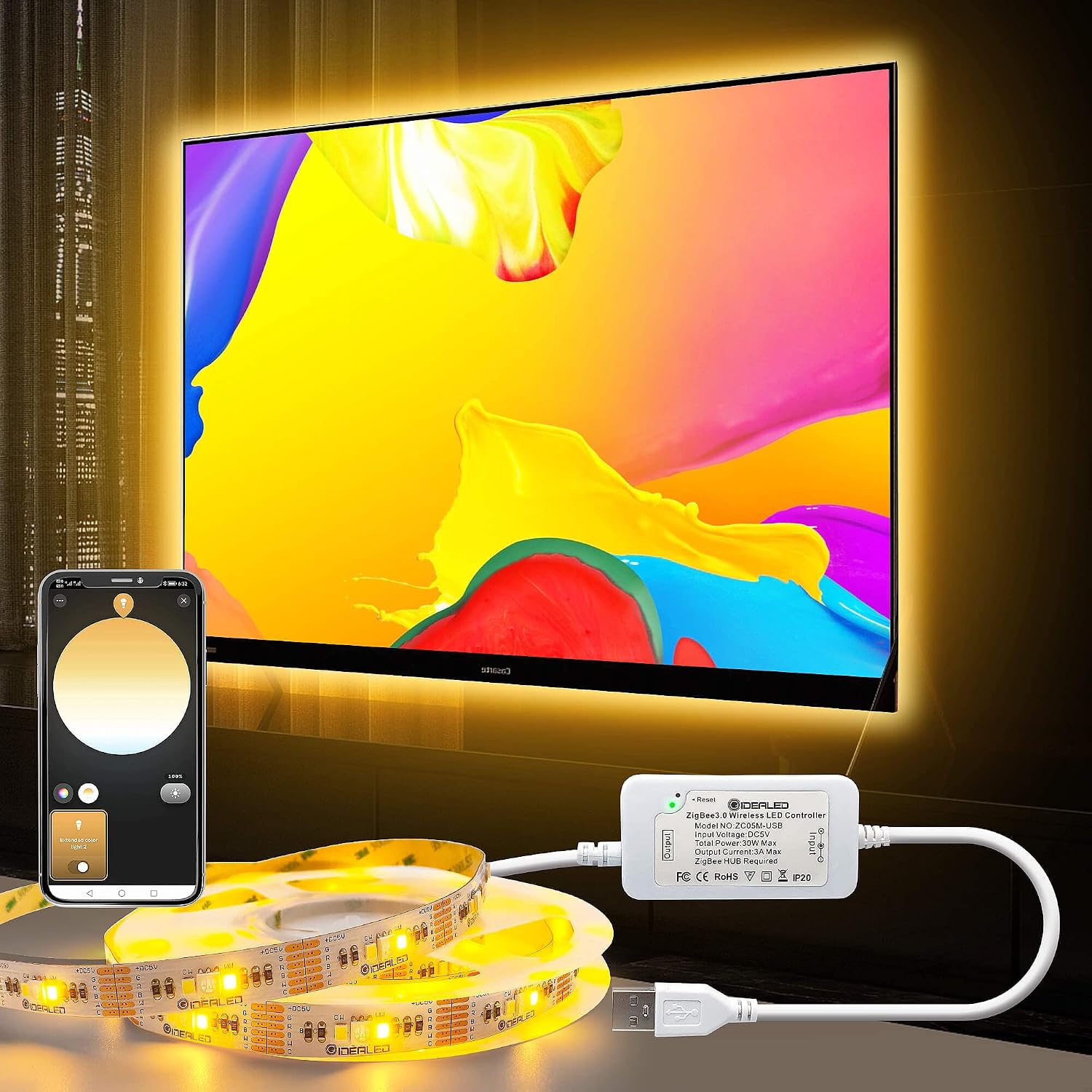 ZigBee 3.0 USB RGBWW LED Strip Light Dimmable Kit,9.8ft Smar... - Image 2