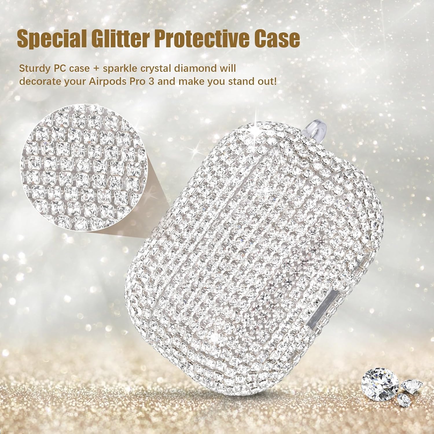 Case for Apple Airpods Pro 3 Case Cover 2025, VISOOM Bling J... - Image 4