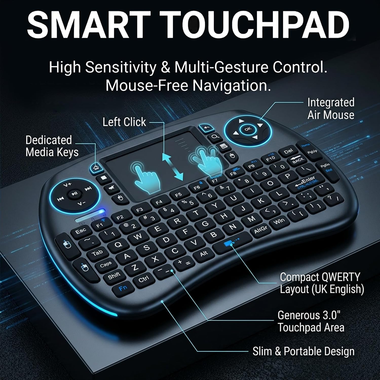 Mini Wireless Keyboard with Touchpad, 2.4G Small Keyboard an... - Image 3