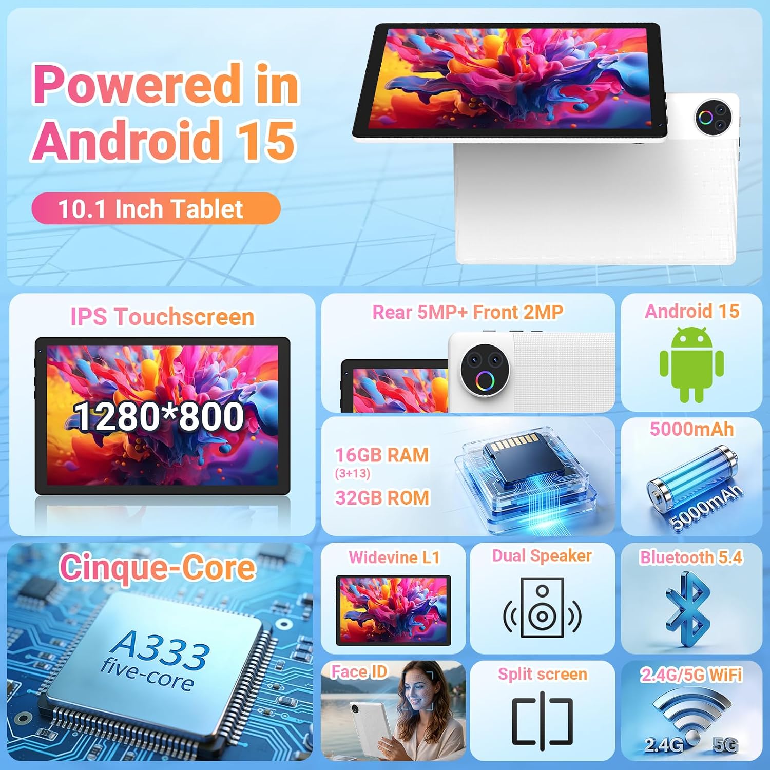 Gleeso Tablet|Android 15 Tablet 10 Inch|16GB RAM 1TB TF Andr... - Image 4
