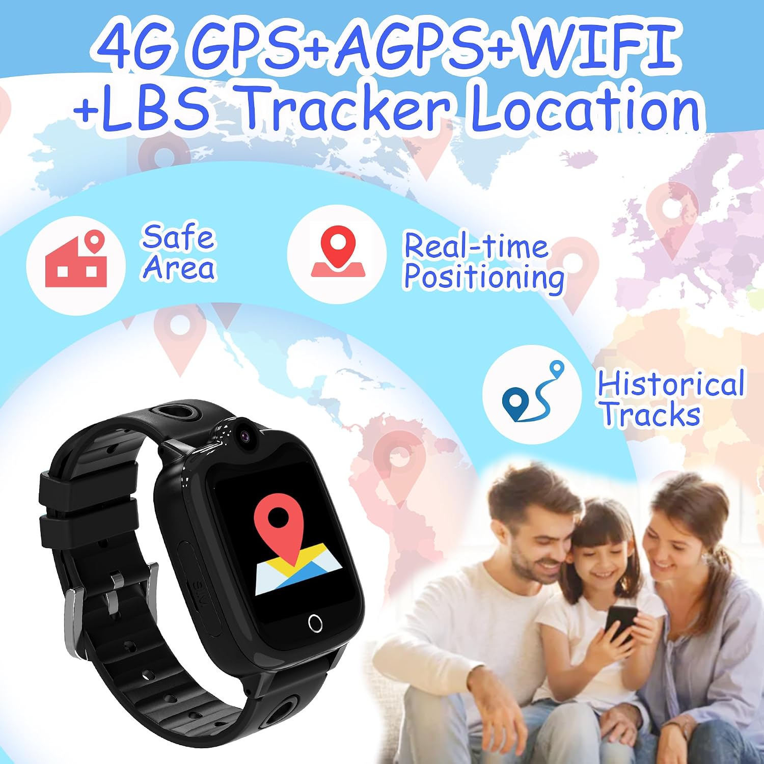 4G GPS Kids Smart Watch for Boys Girls,IP68Kids Phone Smartw... - Image 3