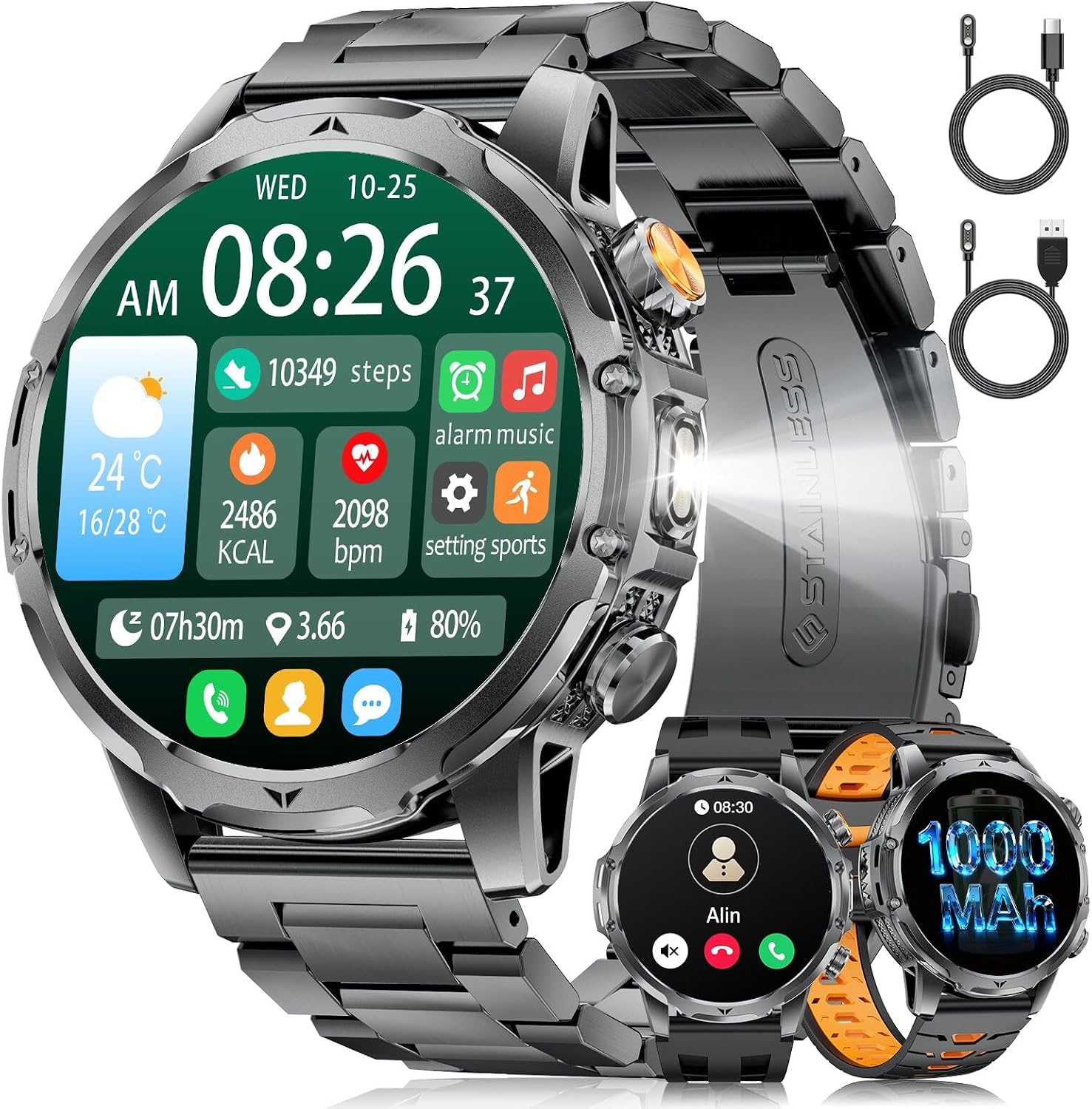 Smart Watch for Men with Bluetooth Call(2 Chargers), 1.53"HD... - Image 2