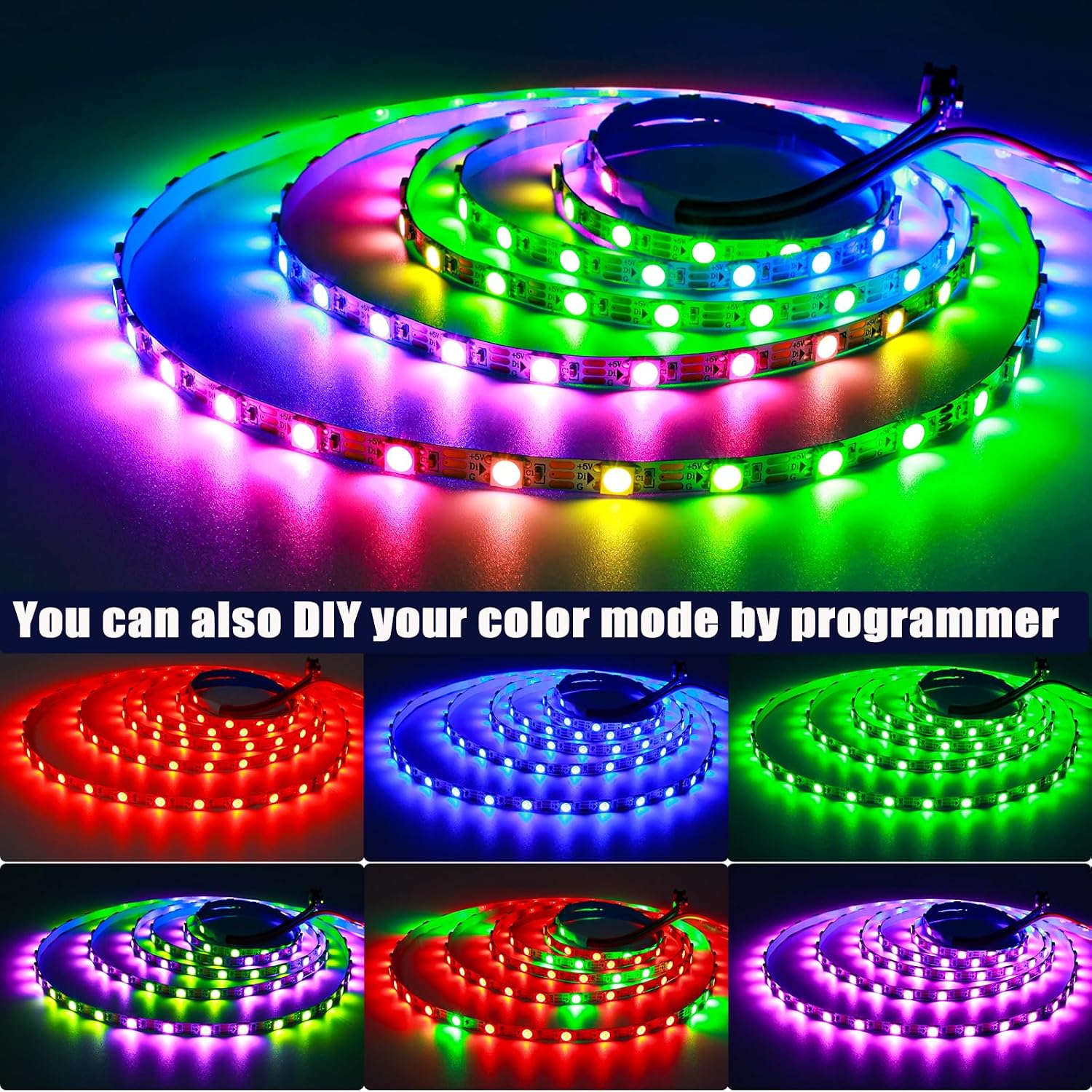 WS2812B LED Strip Light 5V, 5mm Ultra Narrow RGB Pixel Strip... - Image 5