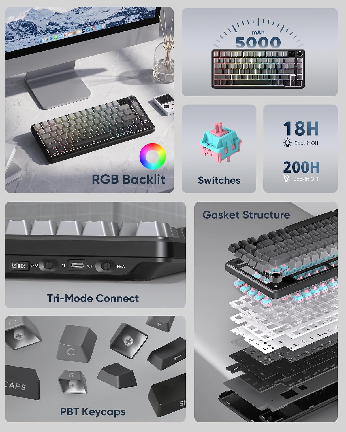 RedThunder K75 Pro 75% Wireless Mechanical Gaming Keyboard (... - Image 6