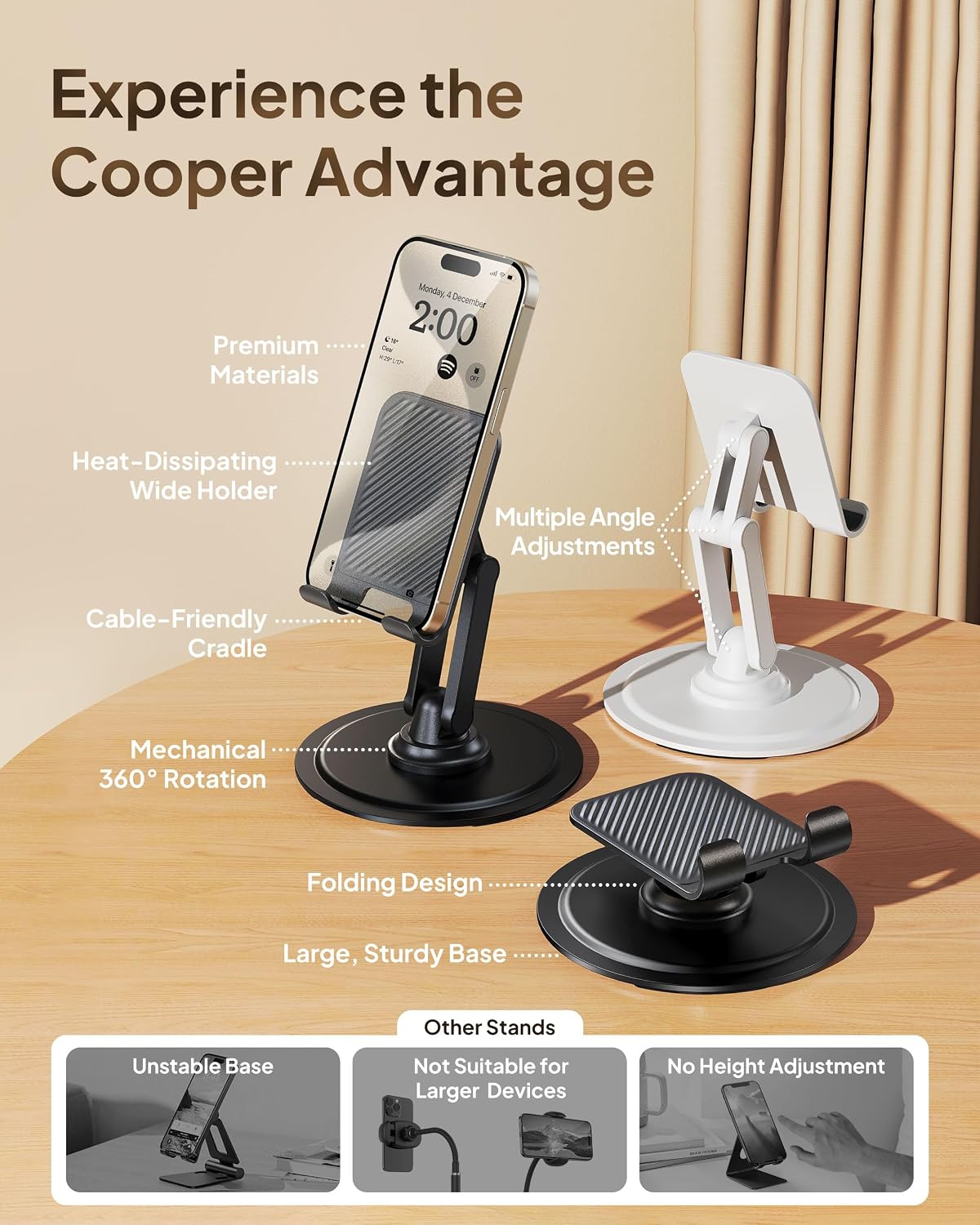 COOPER 360° Stand Rotating Mobile Phone Stand for Desk, Gami... - Image 7